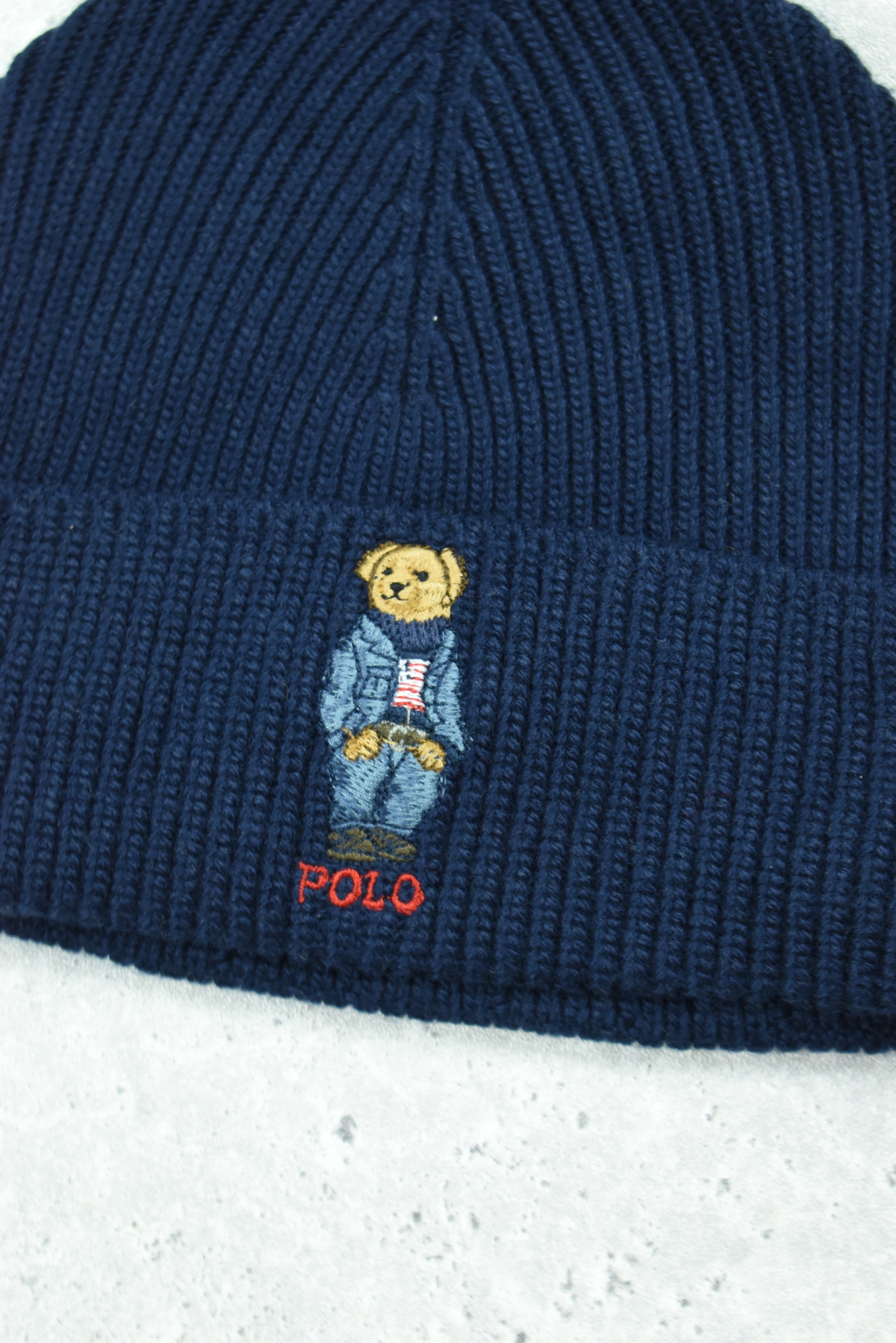New Polo Bear Ralph Lauren Beanie Navy OS