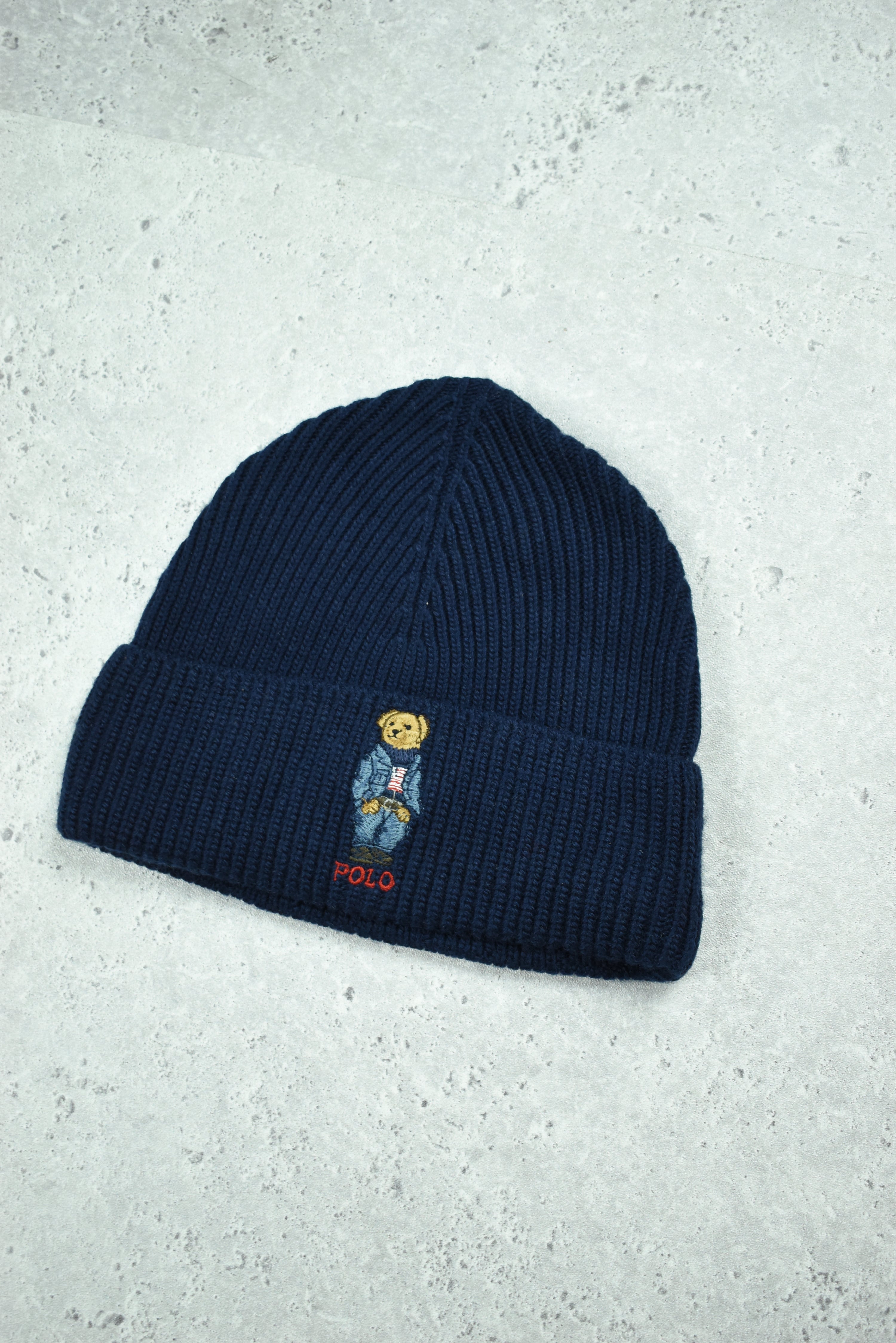 New Polo Bear Ralph Lauren Beanie Navy OS