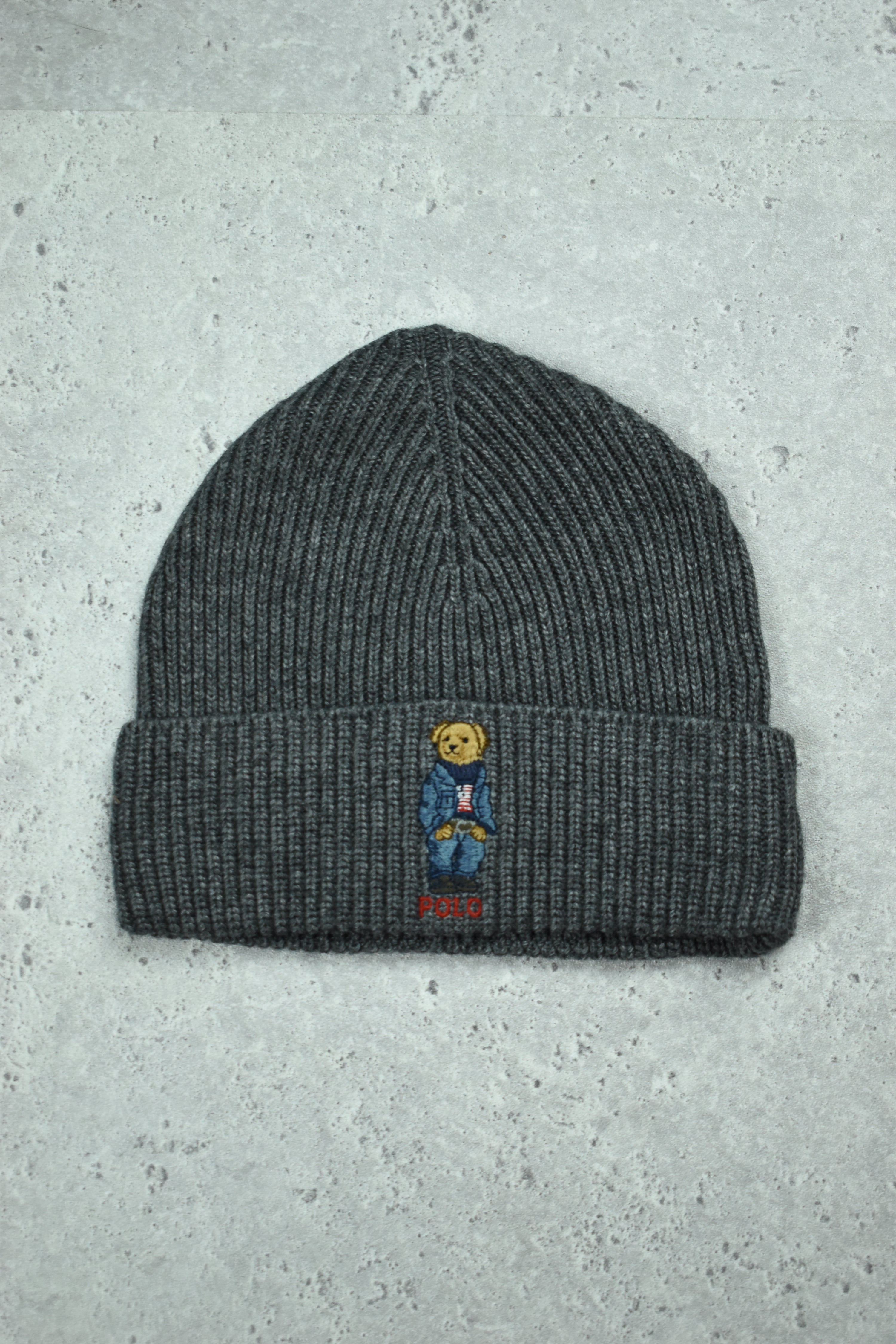 New Polo Bear Ralph Lauren Beanie Dark Grey OS