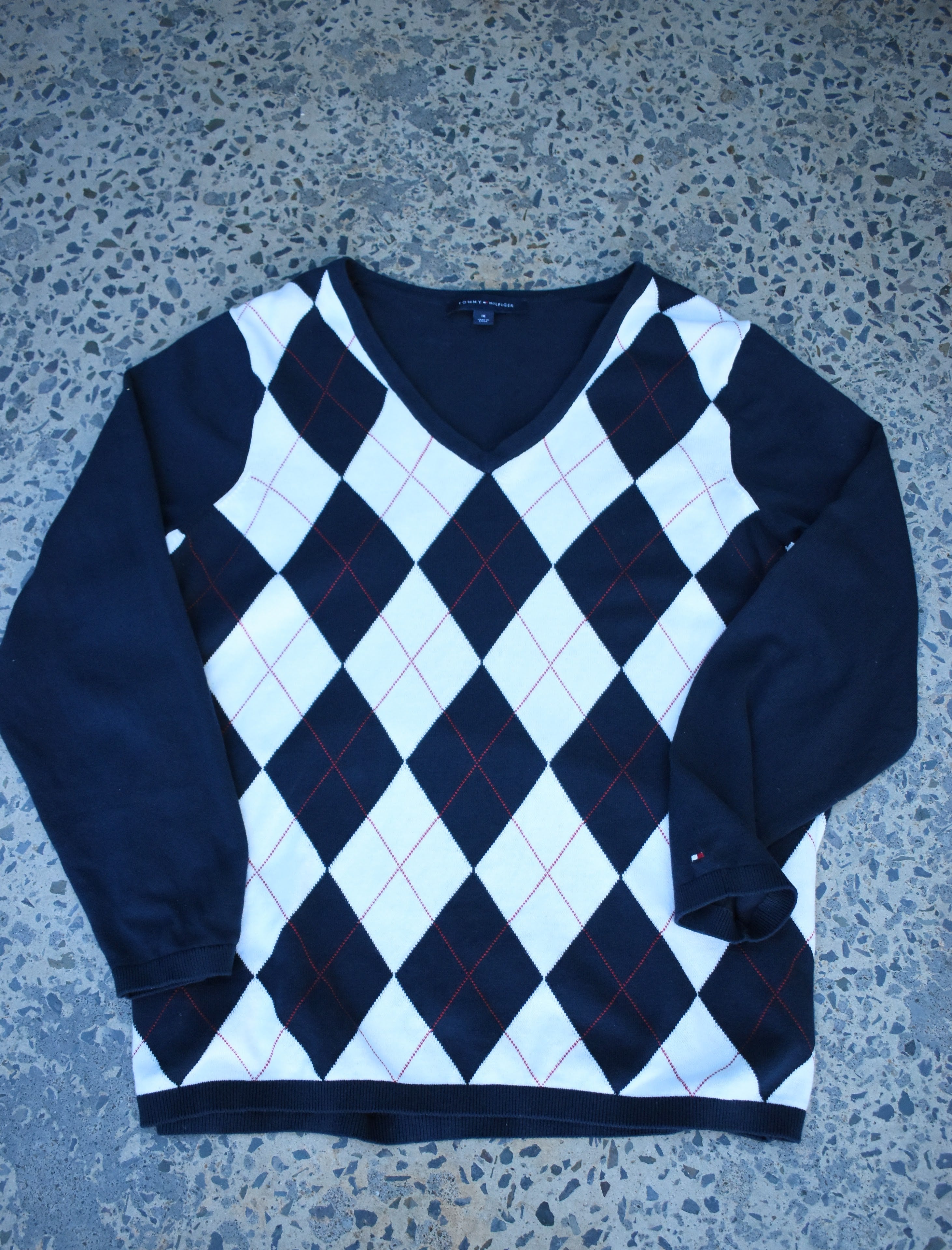 Vintage Tommy Hilfiger Sweater Diamond Pattern Knit XL