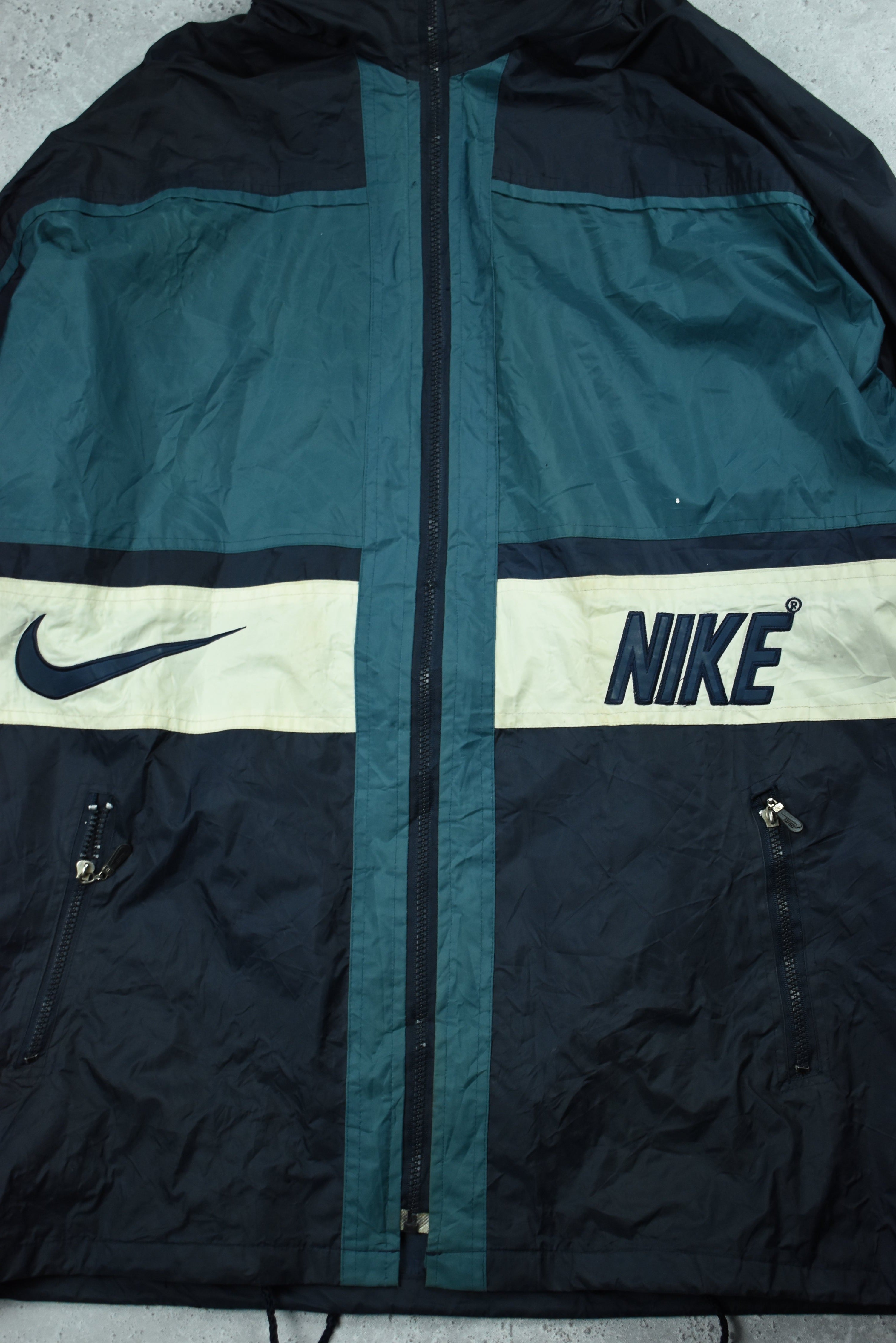 Vintage Nike Retro Embroidery Rain Jacket XXL