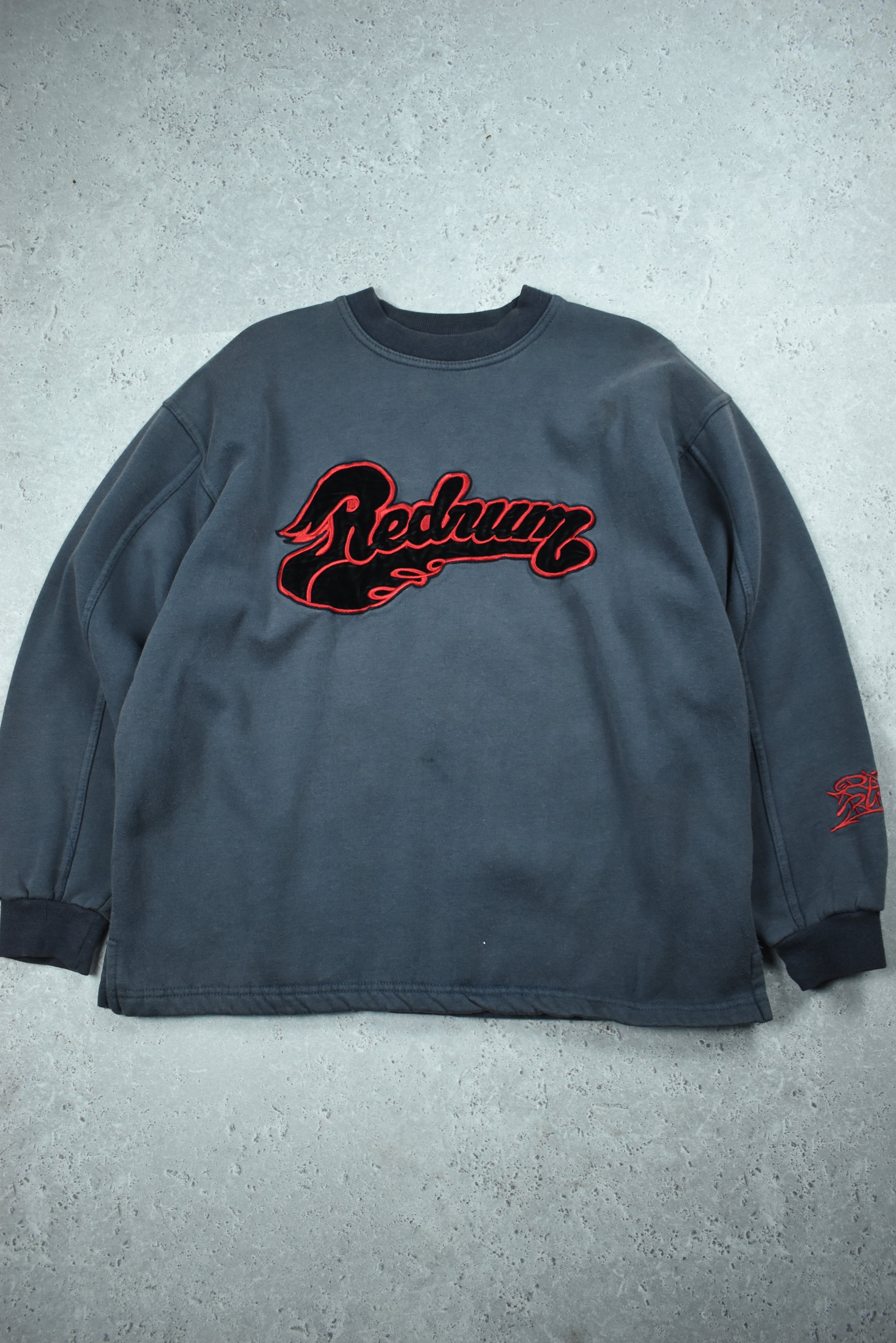 Vintage Redrum Embroidery Grey Sweatshirt Medium
