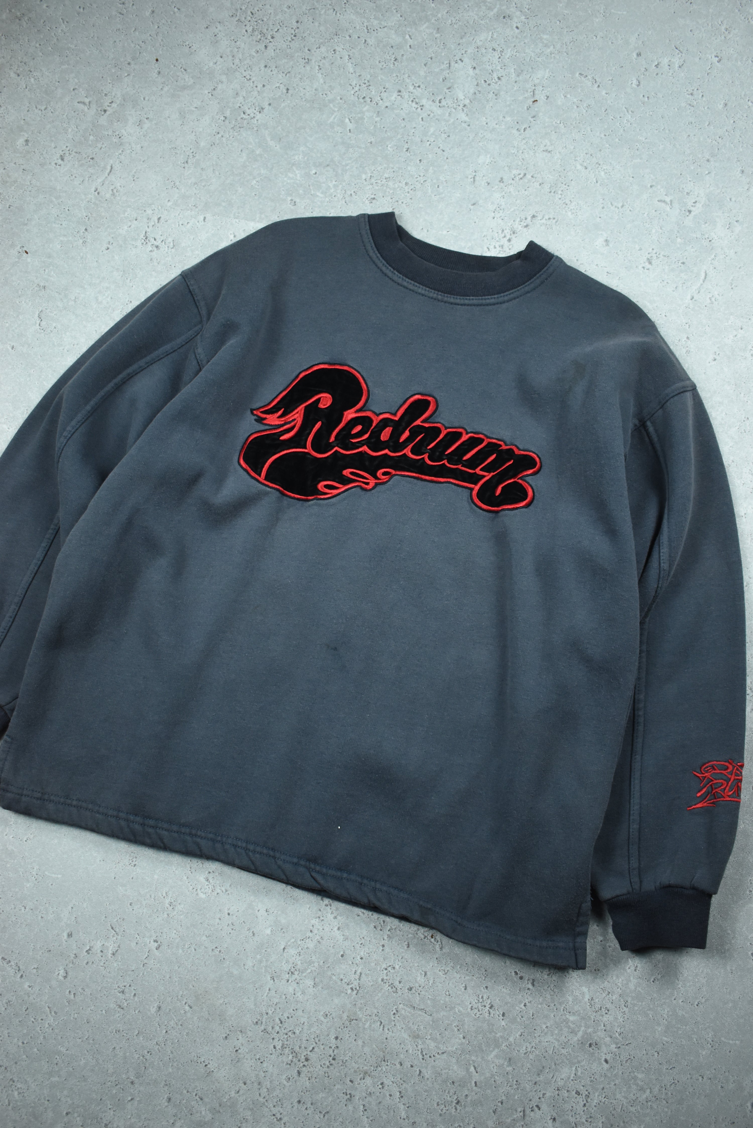 Vintage Redrum Embroidery Grey Sweatshirt Medium