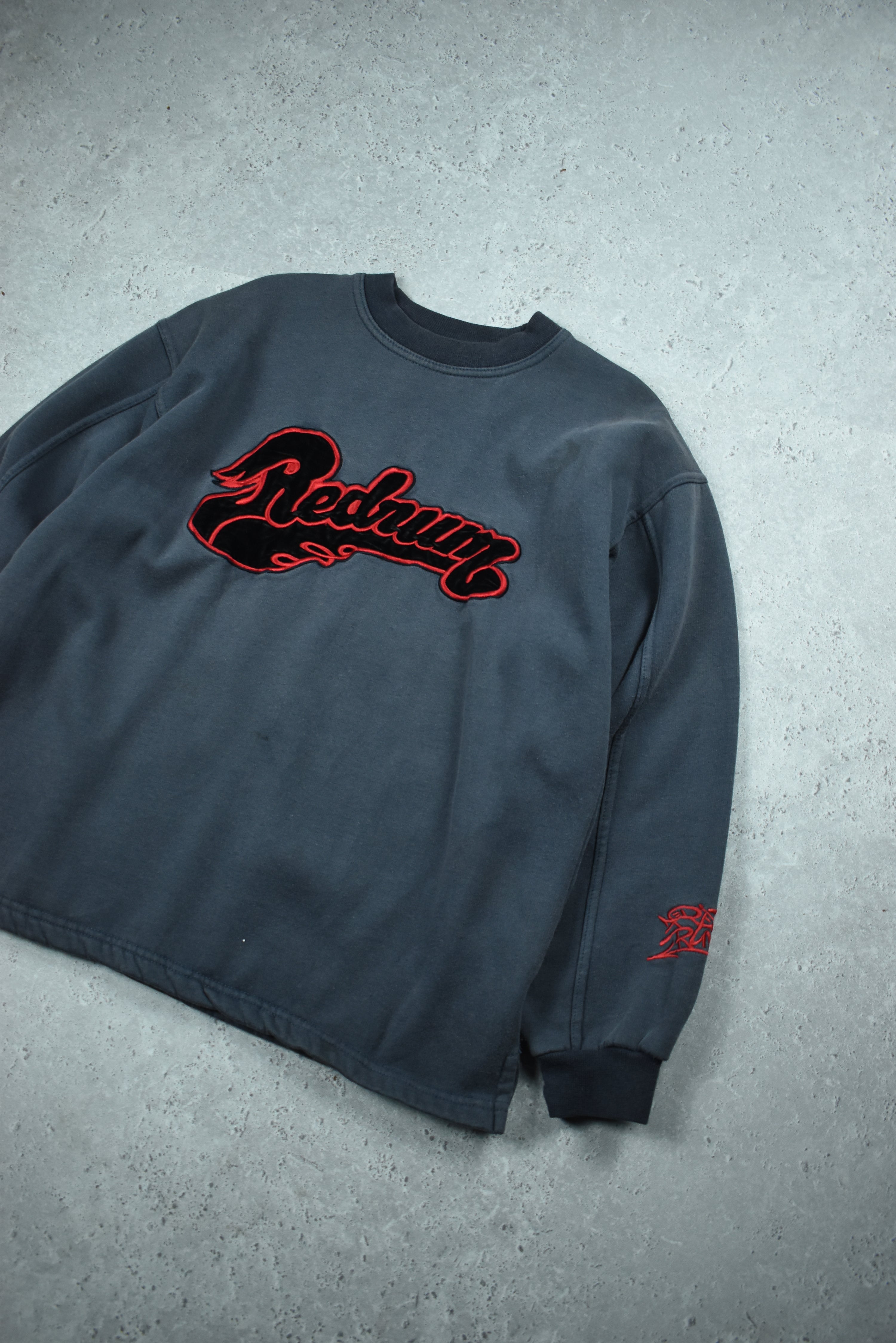 Vintage Redrum Embroidery Grey Sweatshirt Medium