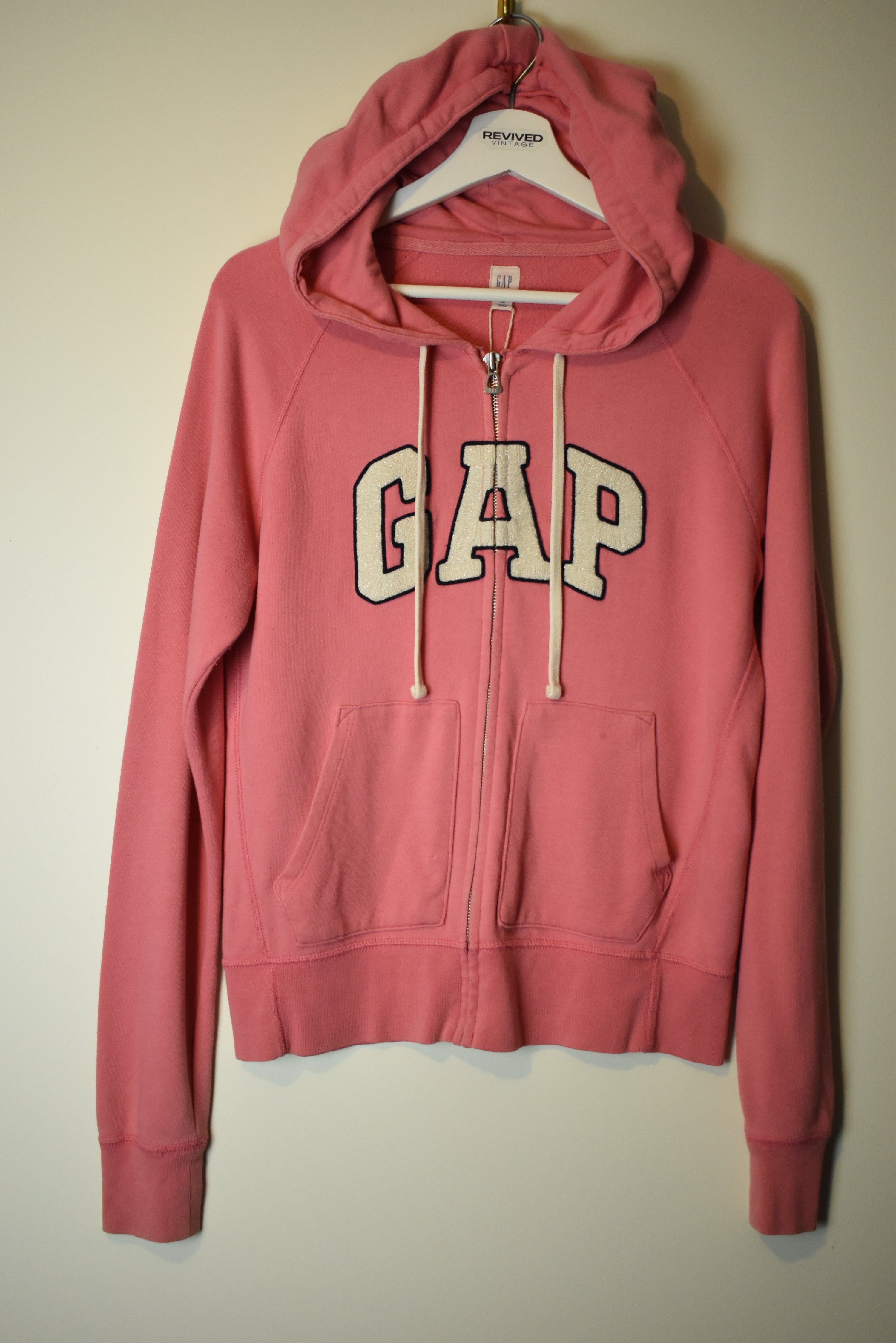 Vintage GAP Embroidered Logo Full Length Zip Hoodie XS