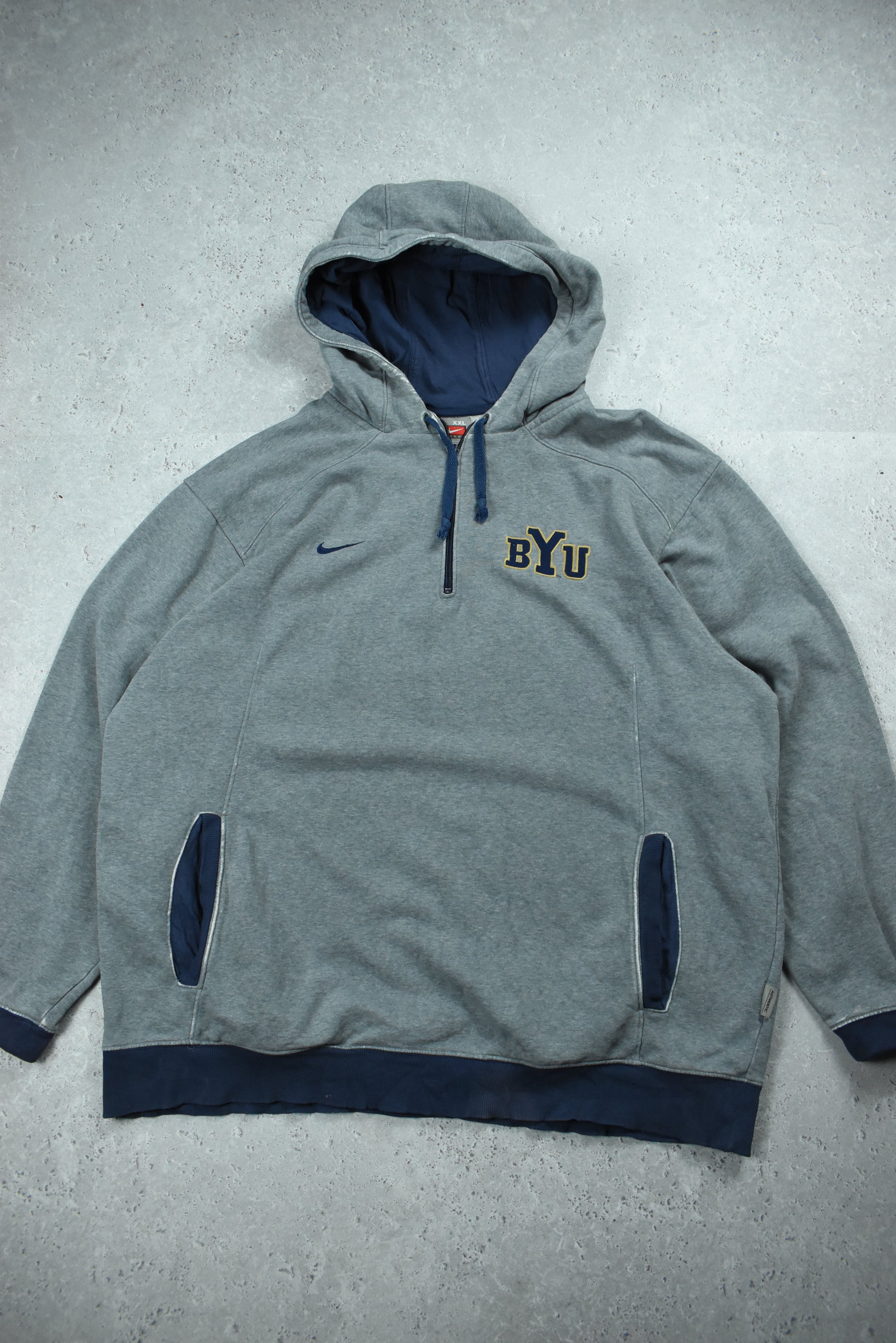 Vintage Nike Team Embroidered BYU 1/4 Zip Hoodie XXL | Vintage Clothing