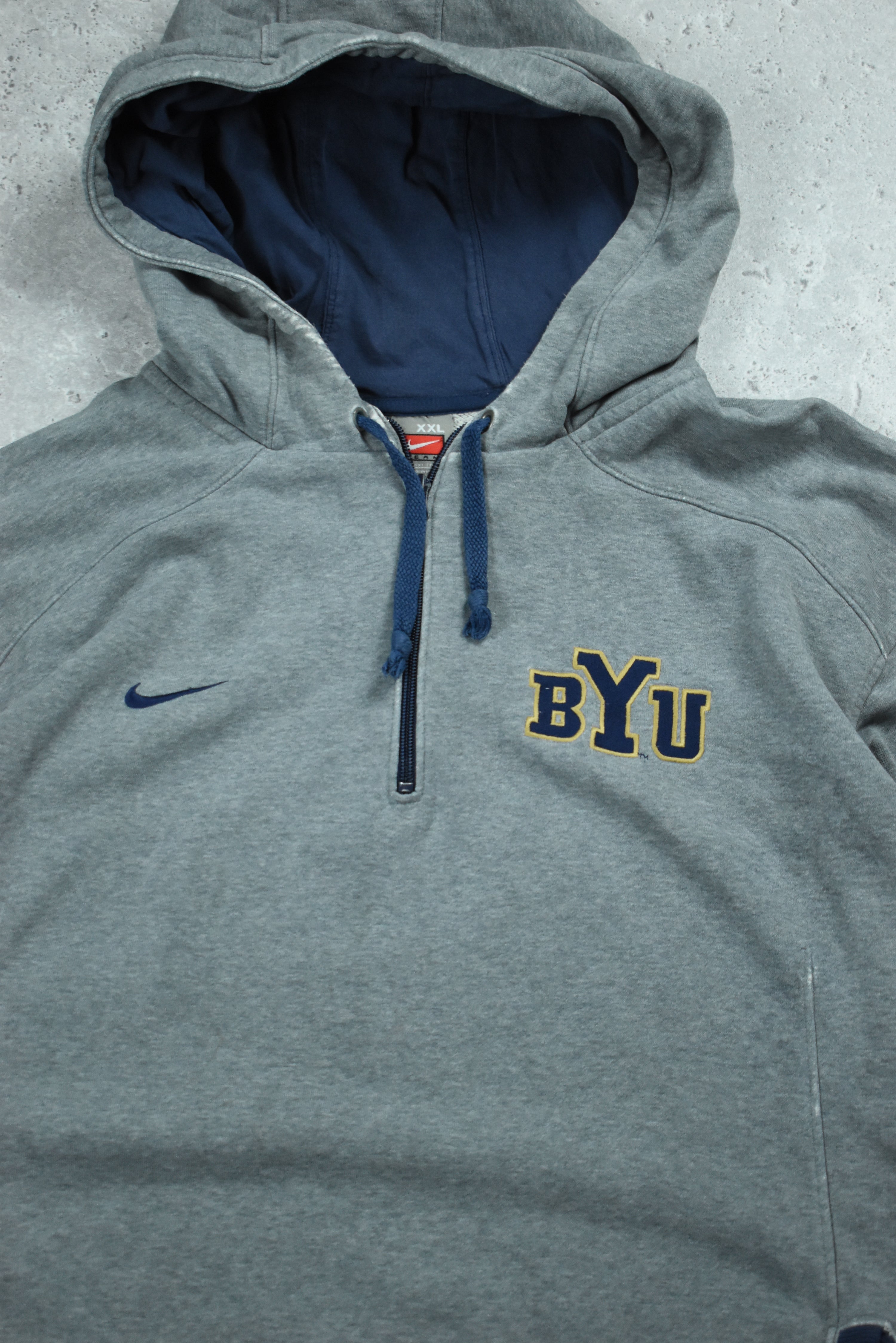 Vintage Nike Team Embroidered BYU 1/4 Zip Hoodie XXL | Vintage Clothing