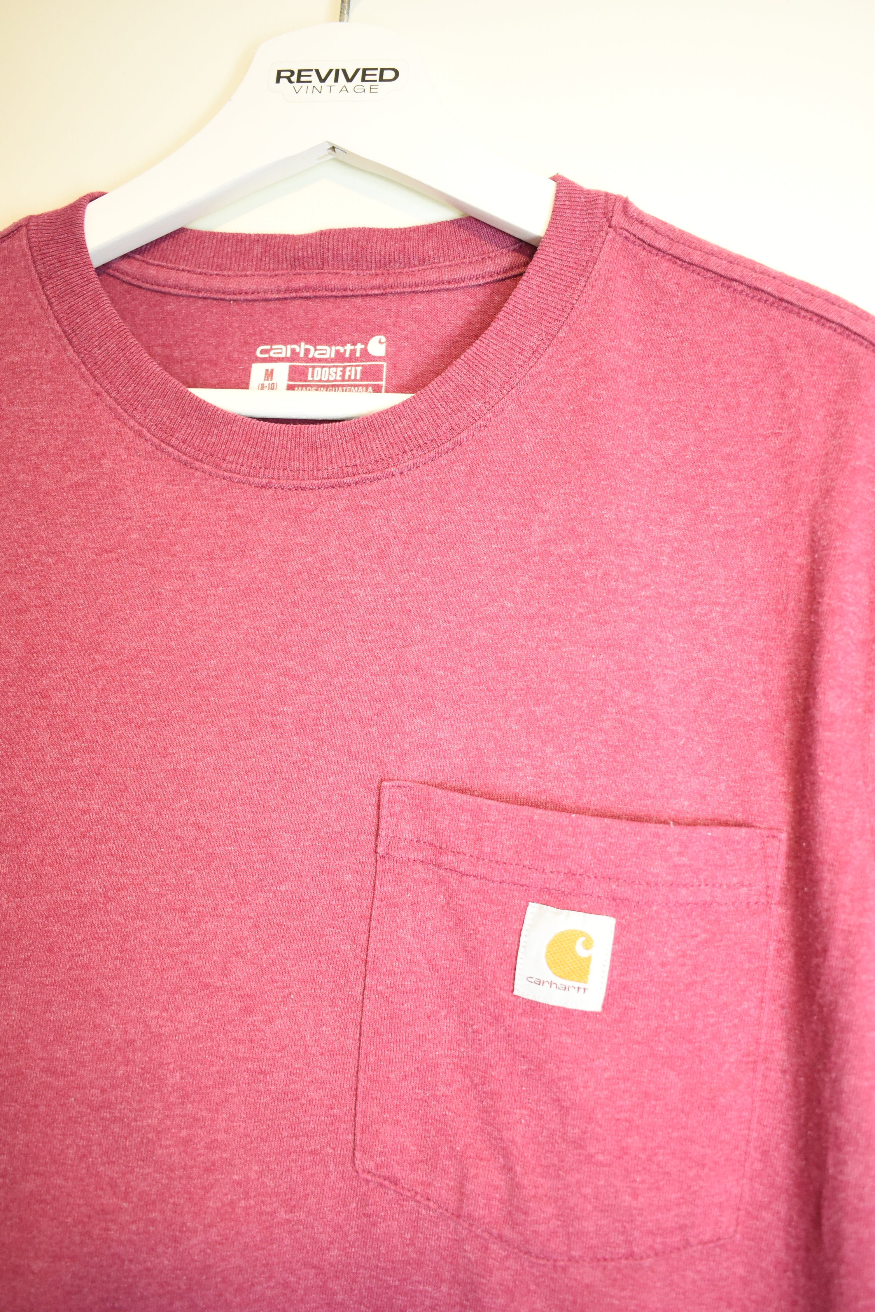 Vintage Carhartt Maroon Cotton T-Shirt Loose Fit Medium