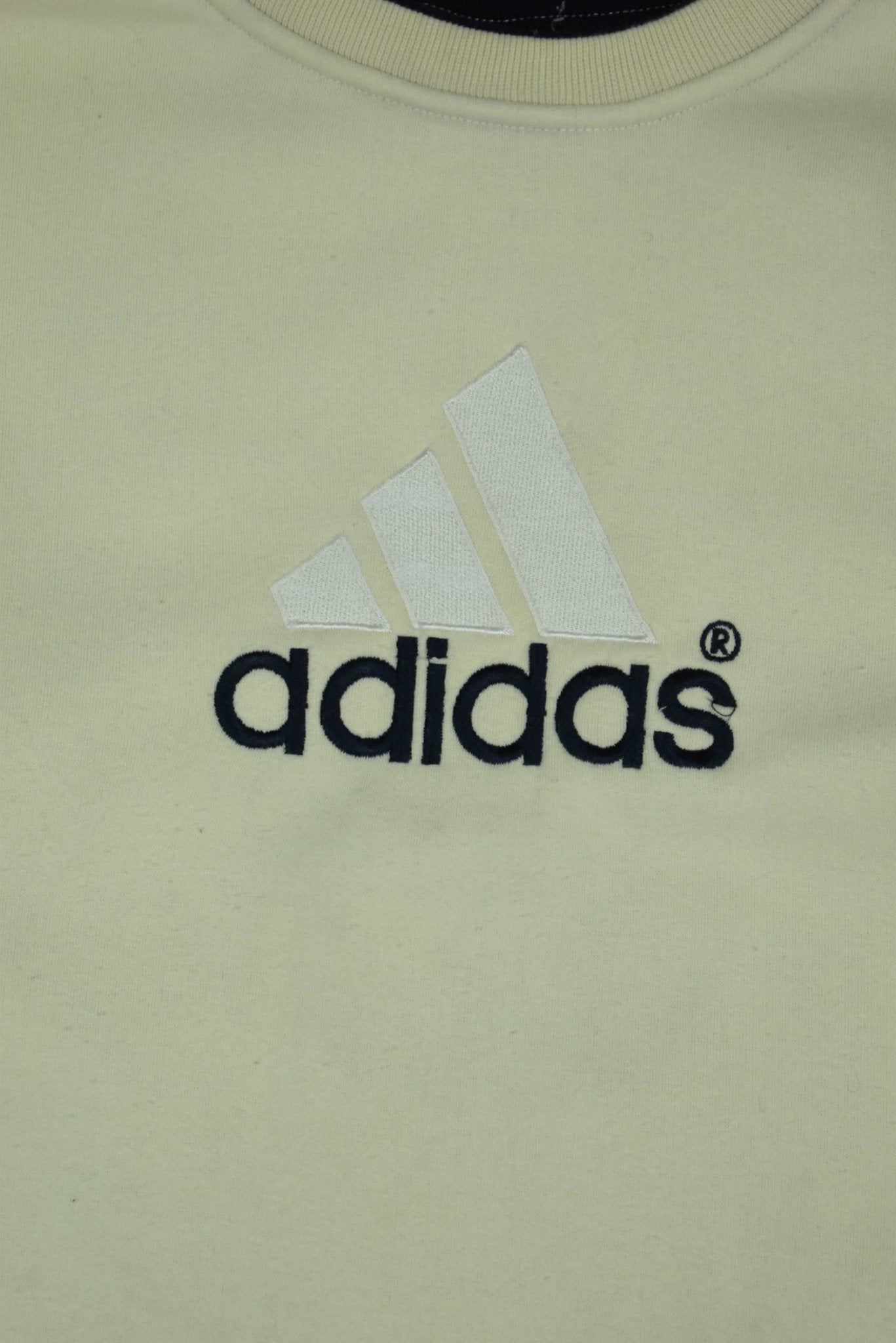 Vintage Adidas Embroidered Double Neck Sweatshirt Cream Small