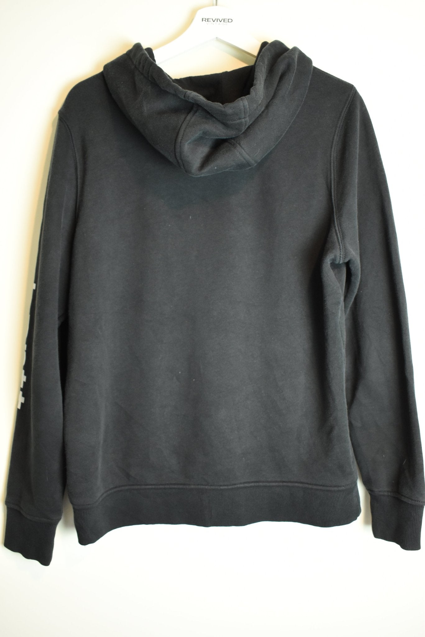 Vintage Carhartt Print Black Hoodie Relaxed Fit Medium