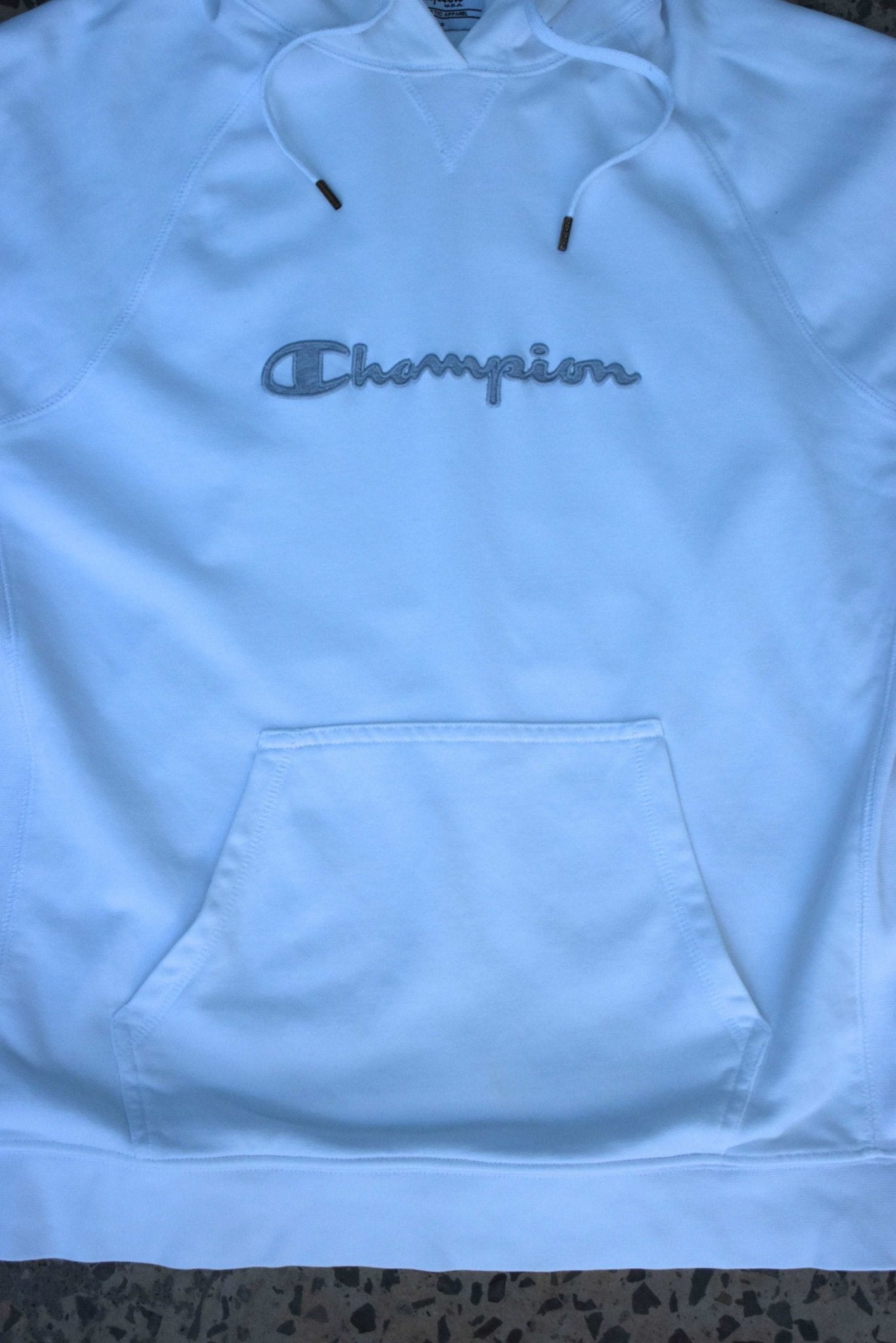 Vintage Champion Embroidered Logo Hoodie Medium