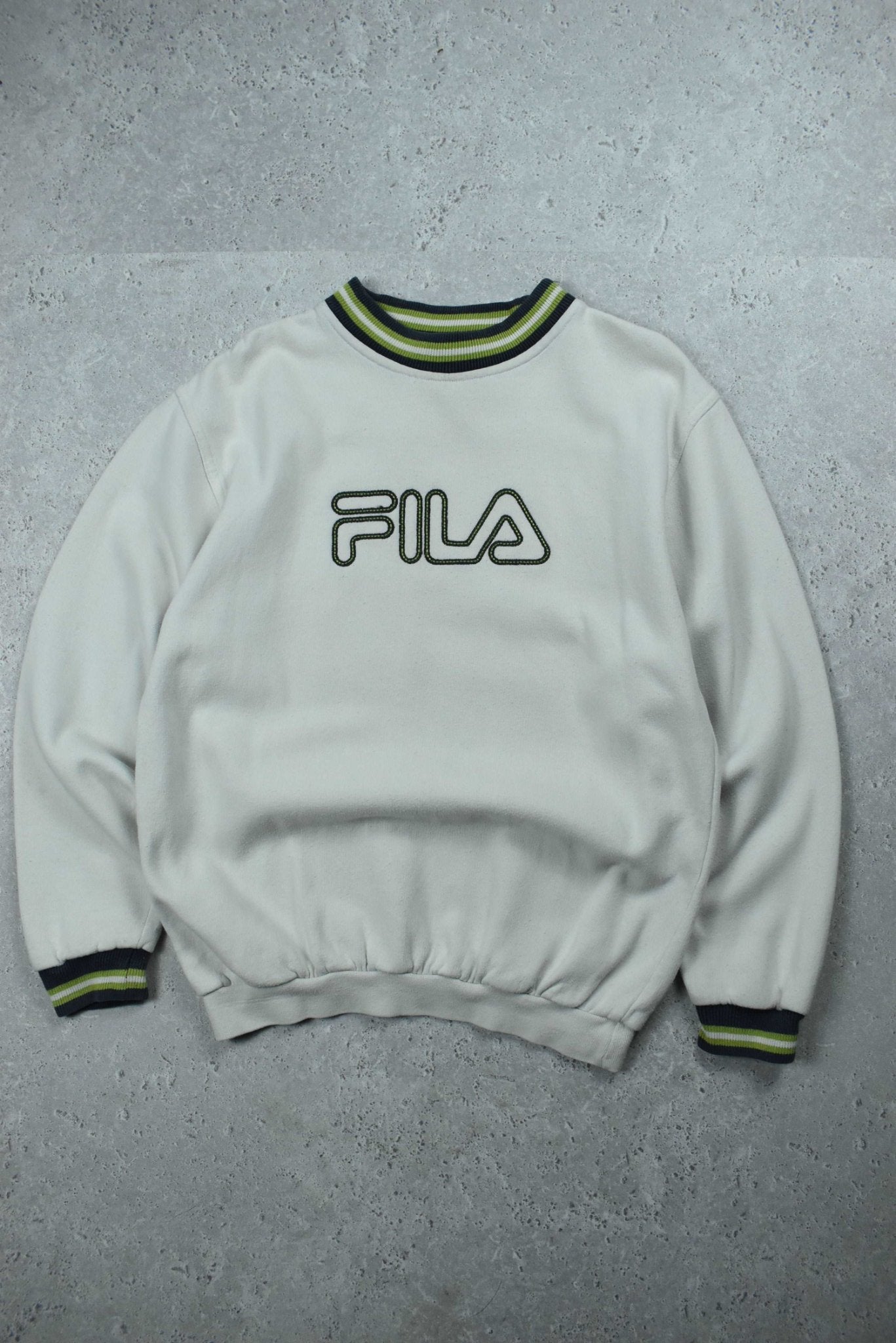 Vintage Fila Embroidered Double Neck Sweatshirt Small