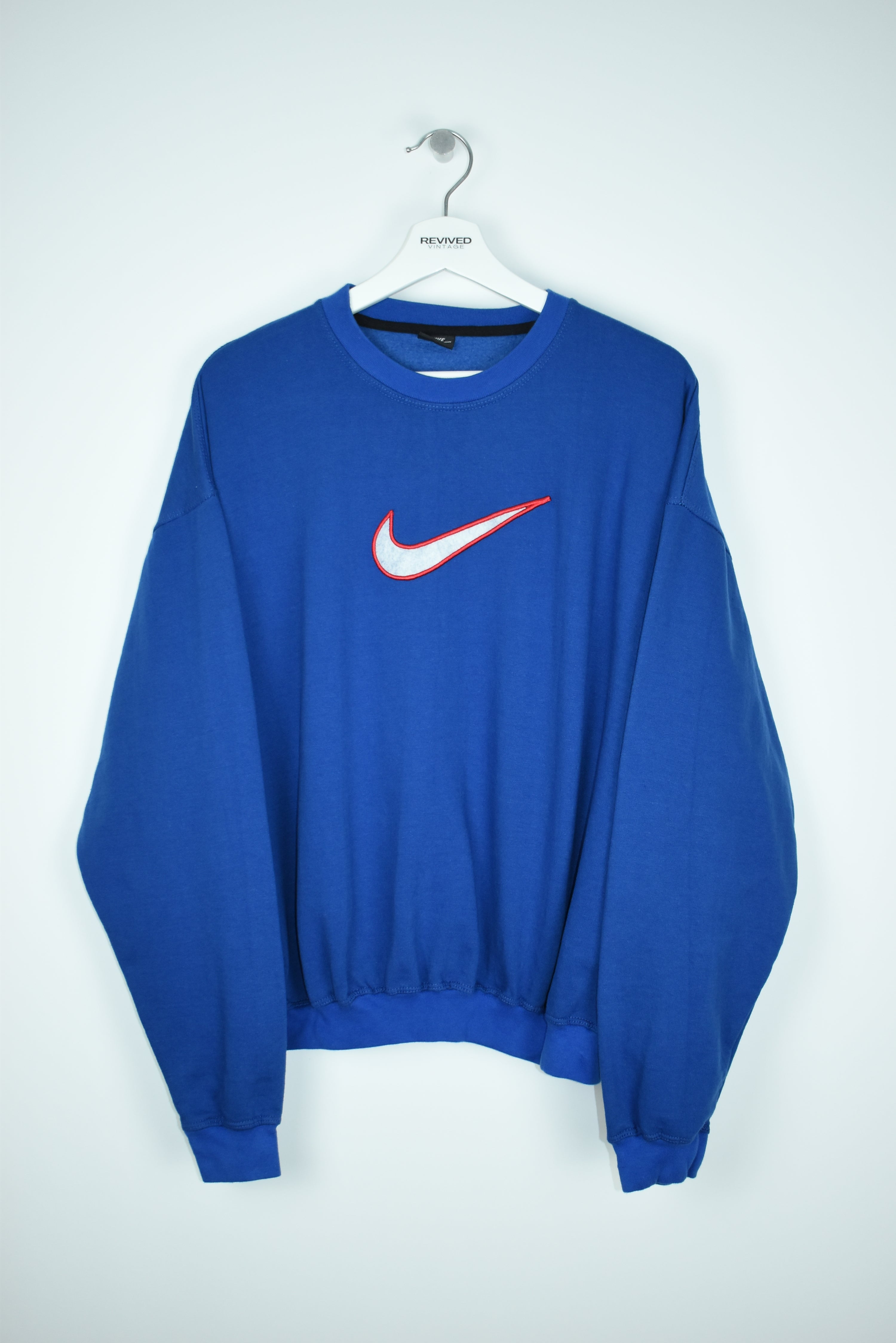 Vintage Nike Embroidered Swoosh Sweatshirt Blue Medium