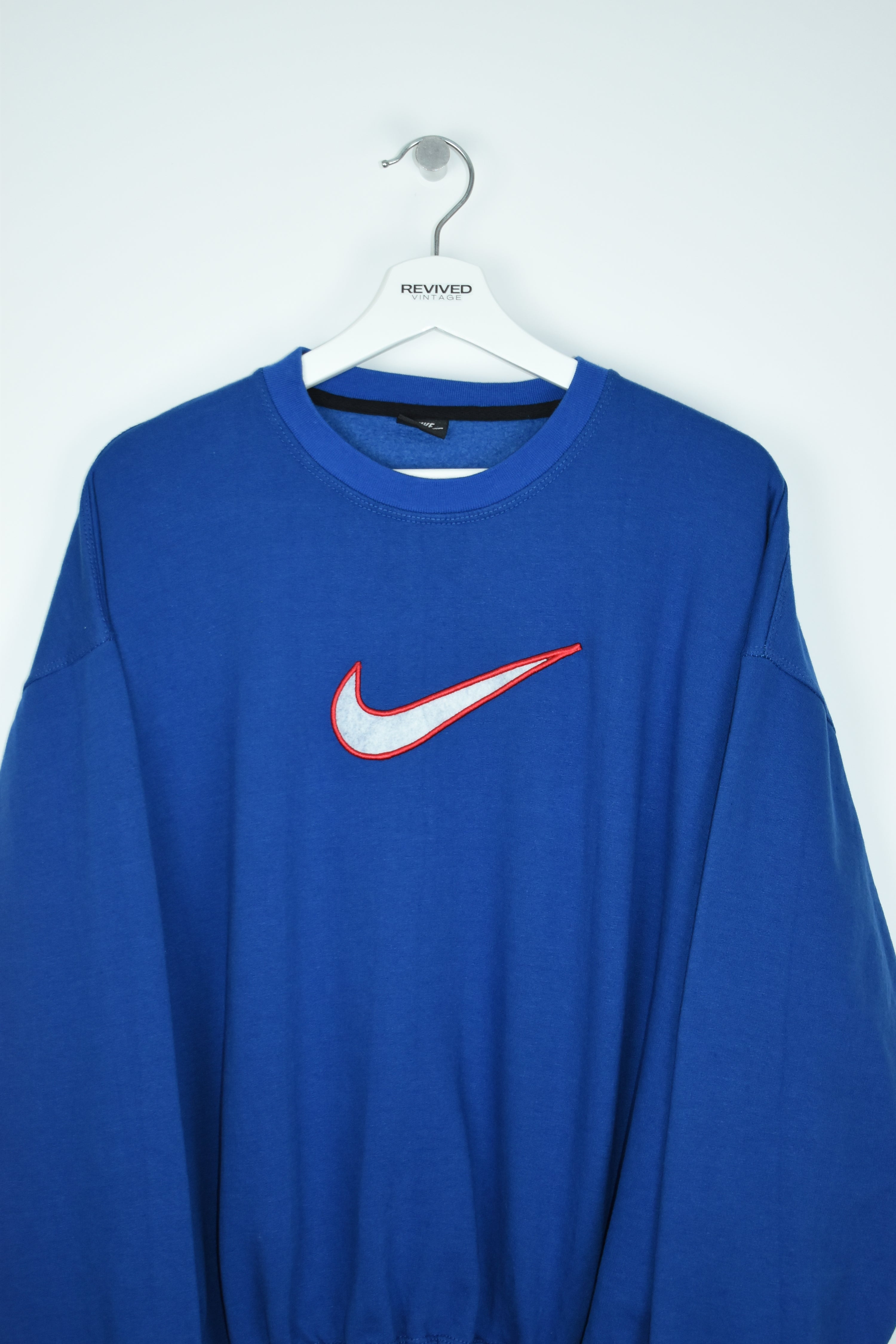 Vintage Nike Embroidered Swoosh Sweatshirt Blue Medium