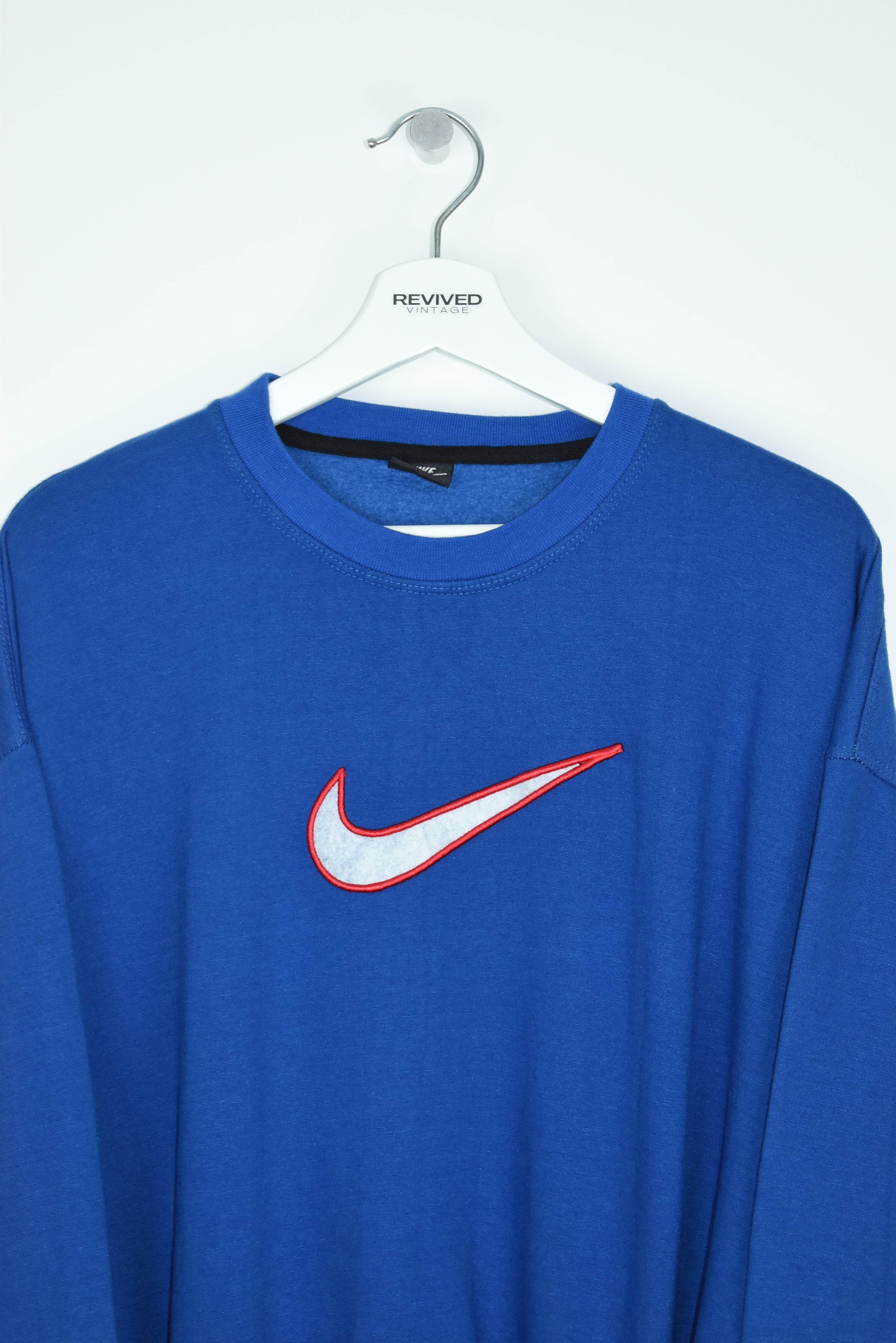 Vintage Nike Embroidered Swoosh Sweatshirt Blue Medium