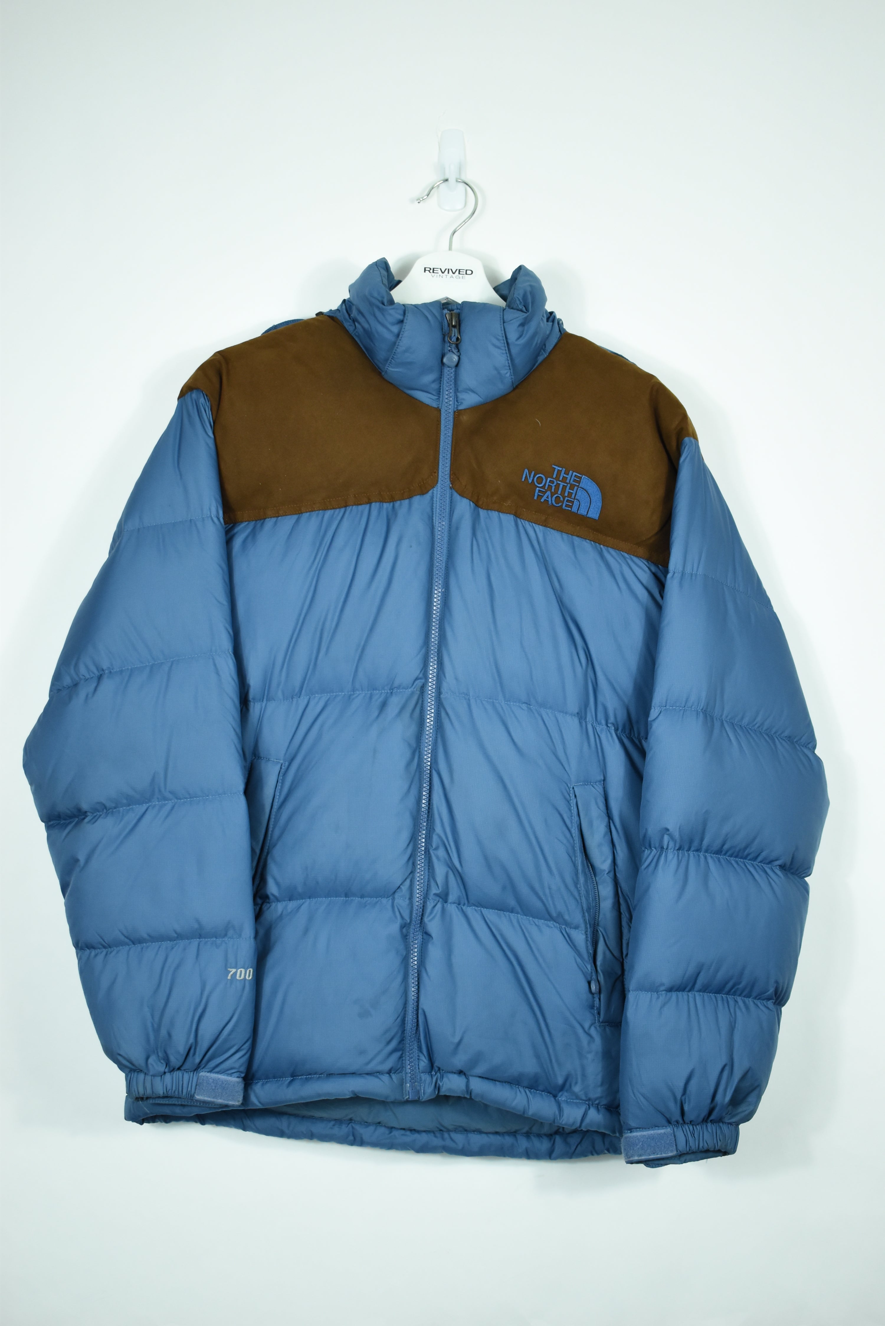 VINTAGE NORTH FACE NUPTSE 700 PUFFER BLUE BROWN SMALL