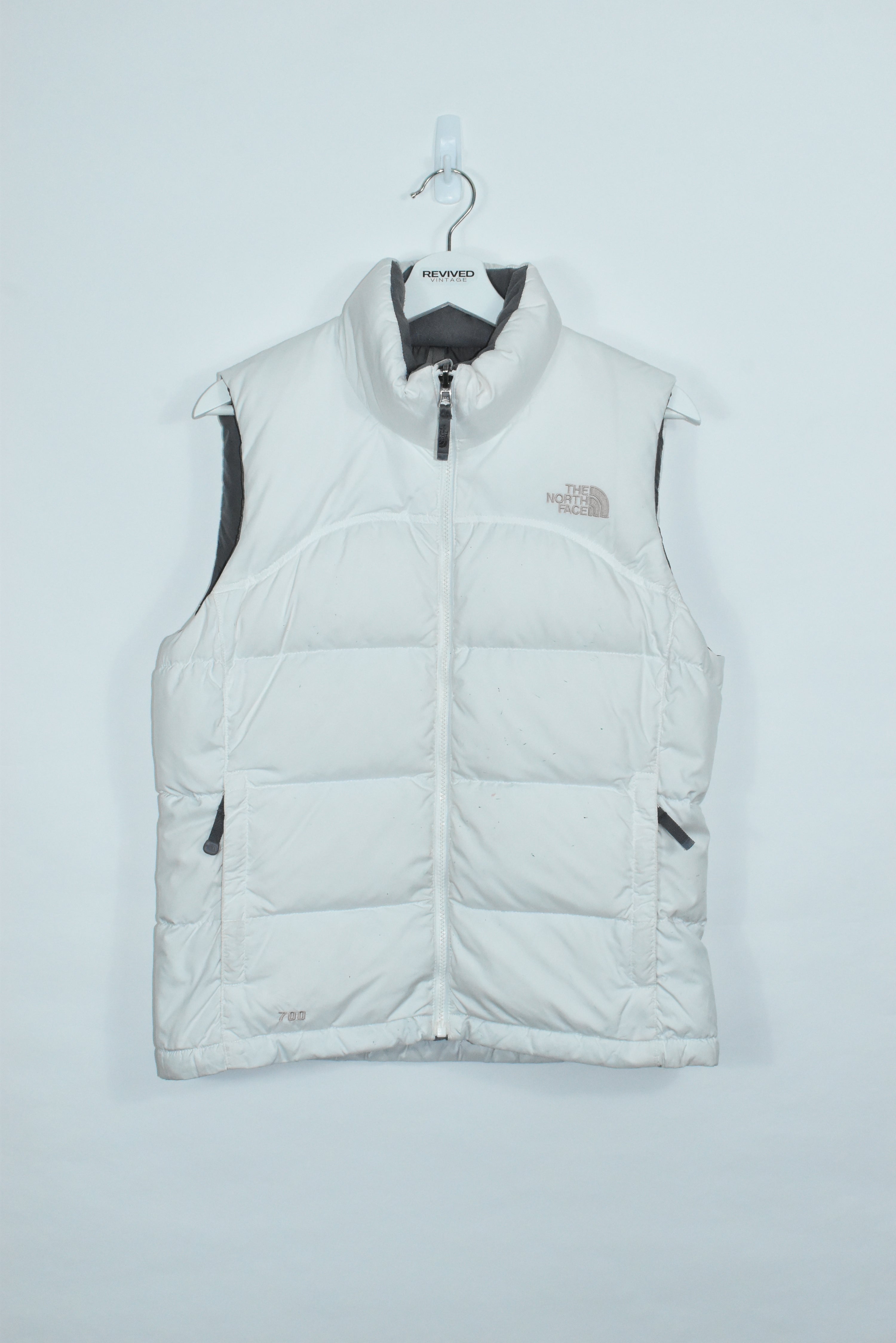 Vintage North Face Puffer Vest White Womens MEDIUM