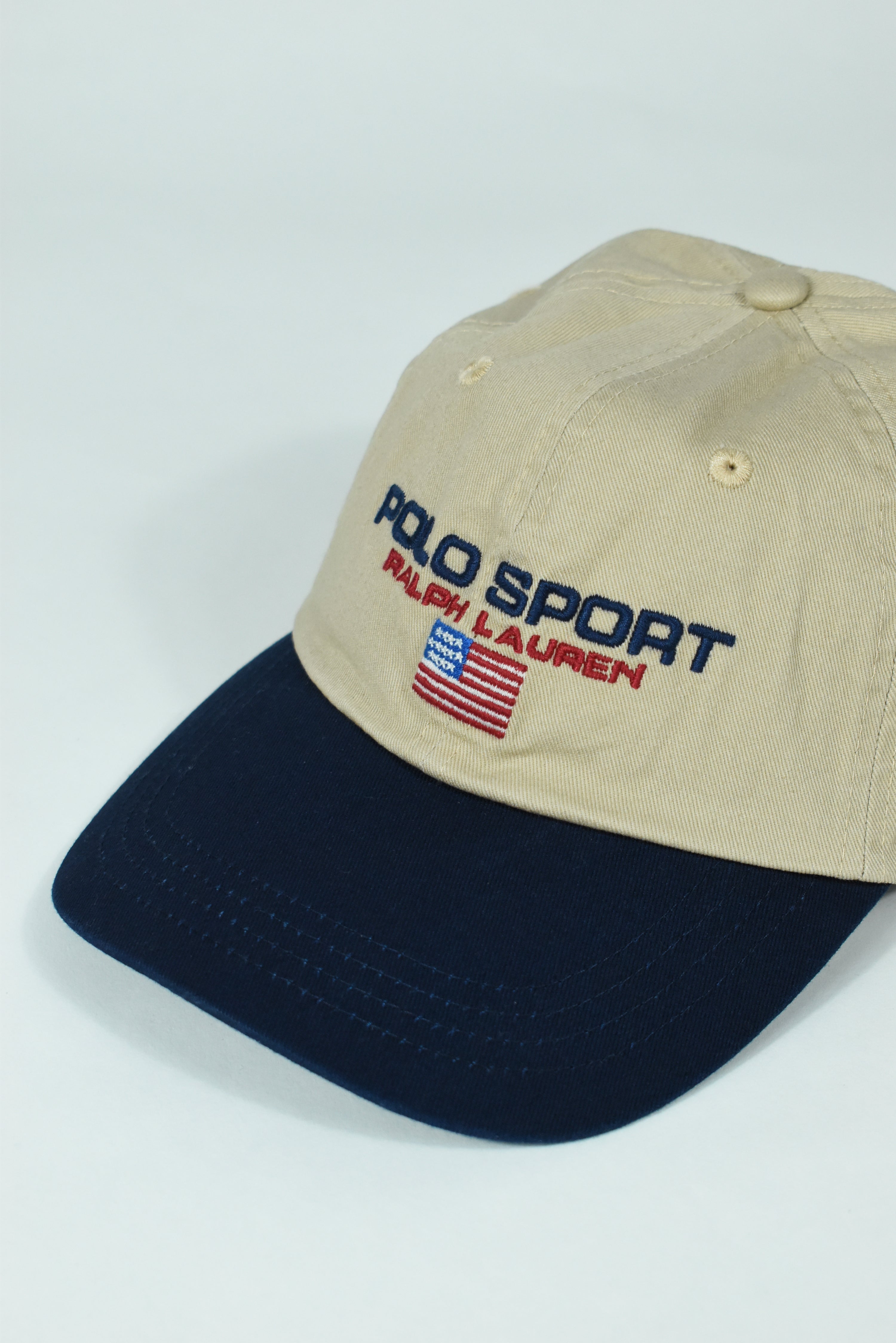 New Beige/Navy RL Polo Sport Embroidery Cap