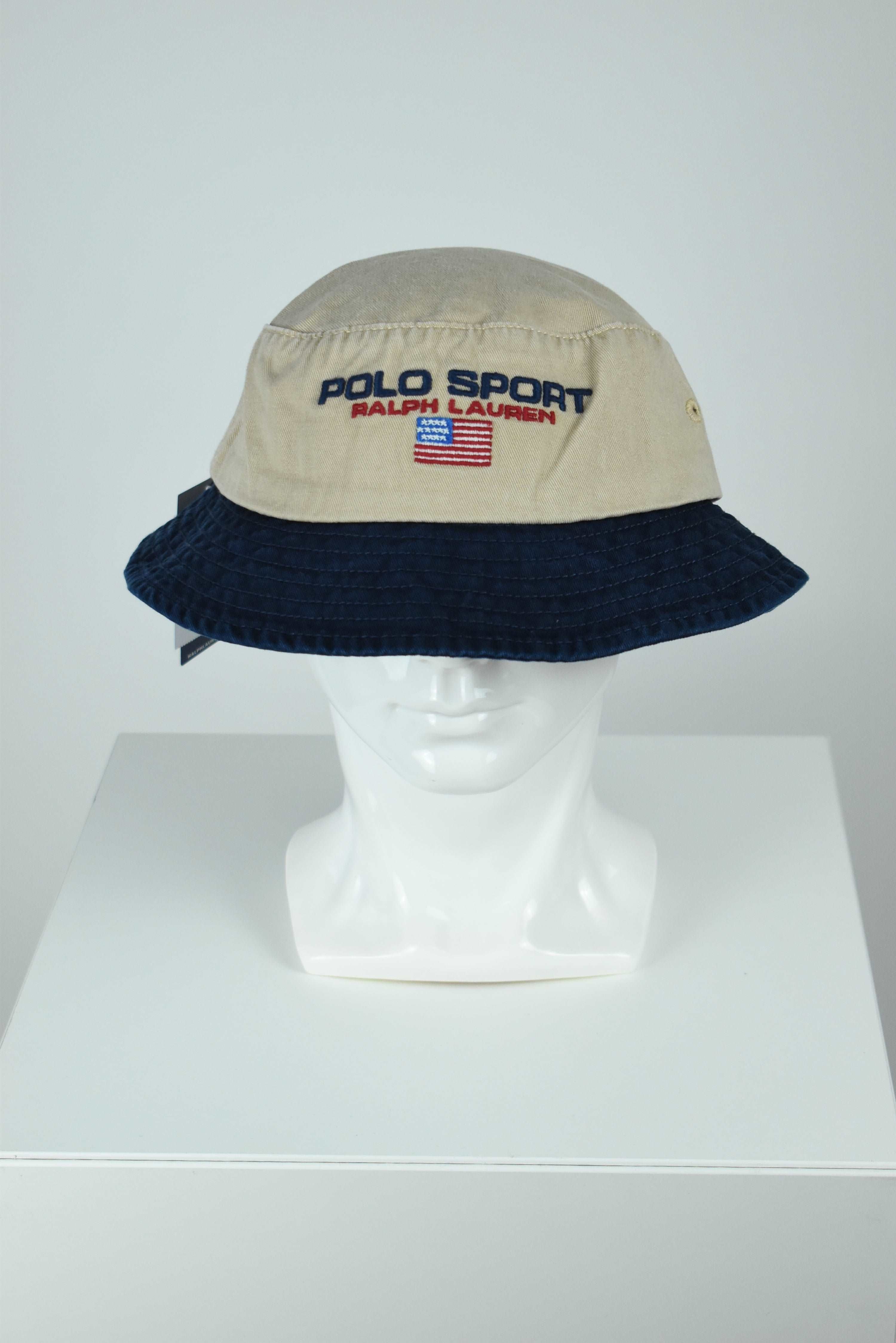 New Ralph Lauren Polo Sport Bucket Hat Beige/Navy OS