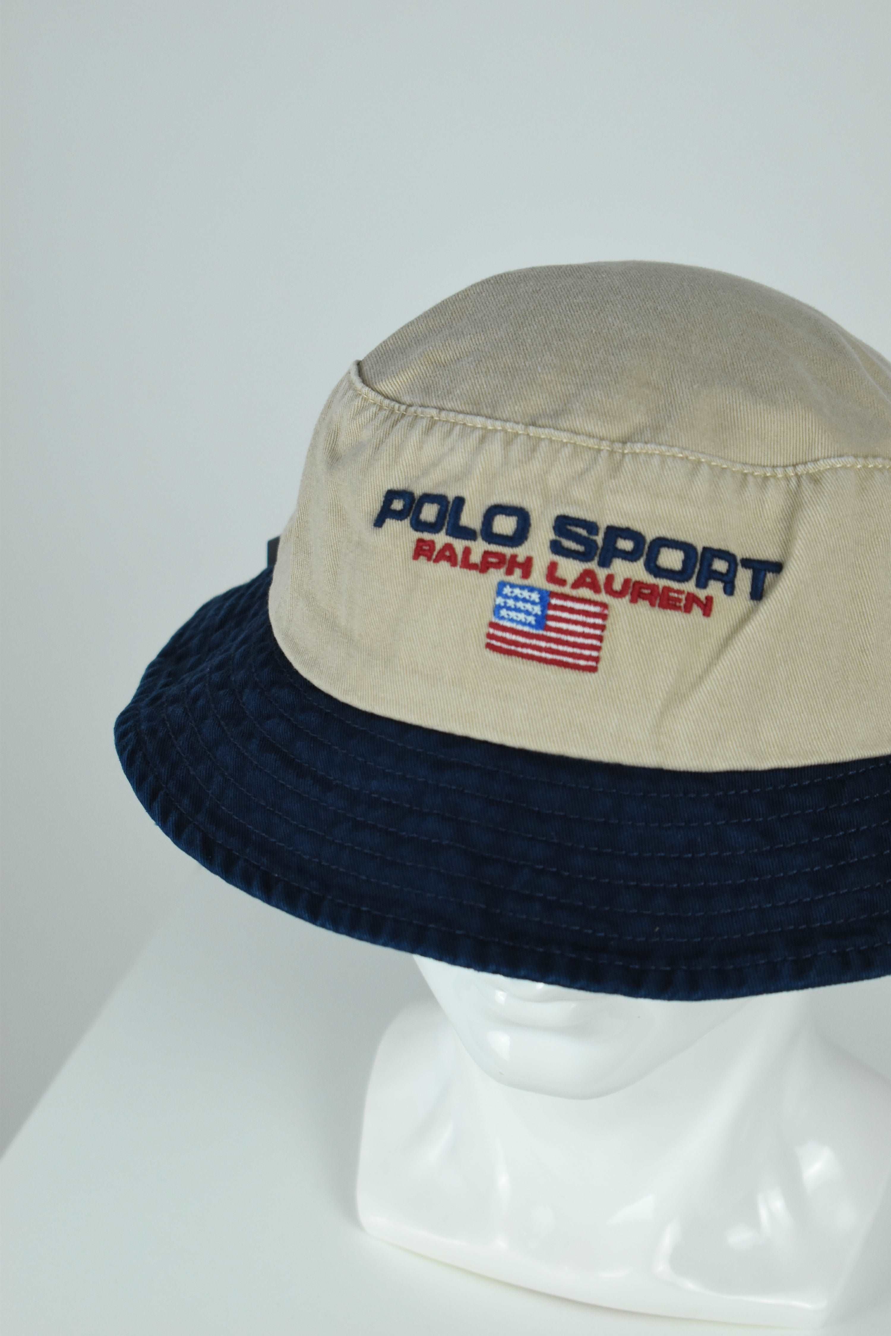 New Ralph Lauren Polo Sport Bucket Hat Beige/Navy OS