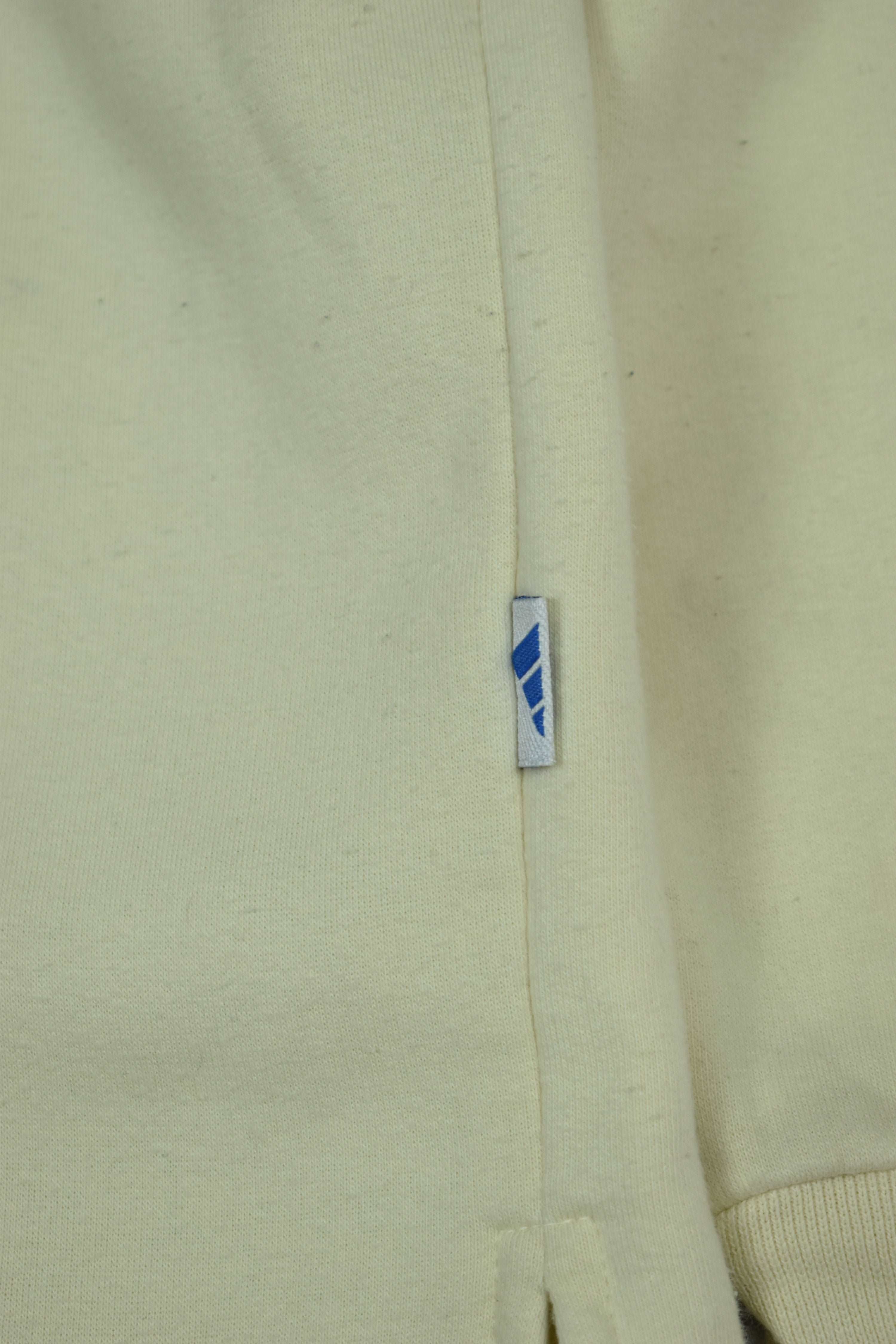 Vintage Adidas Embroidered Double Neck Sweatshirt Cream Small