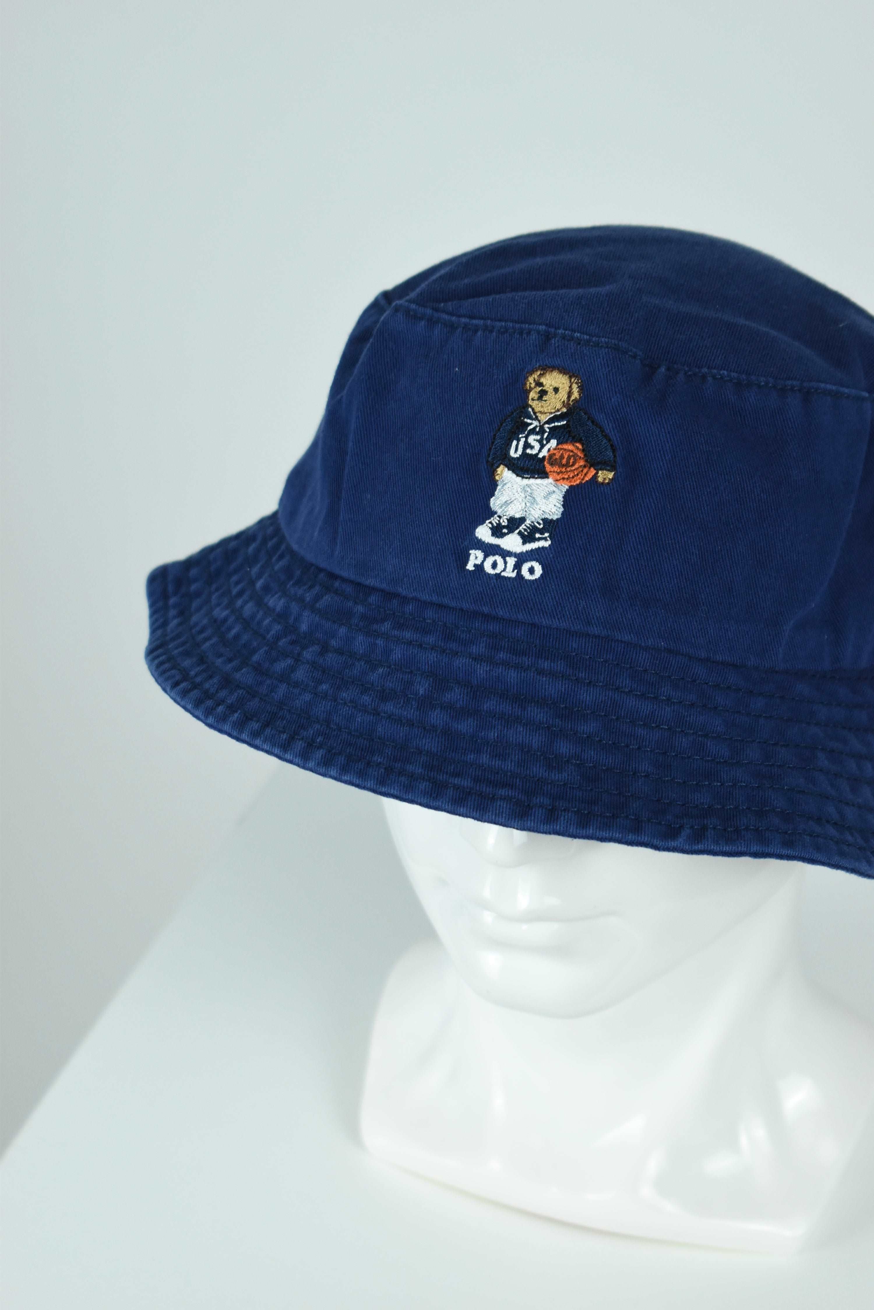 New Ralph Lauren Polo Bear Basketball Bucket Hat Navy OS