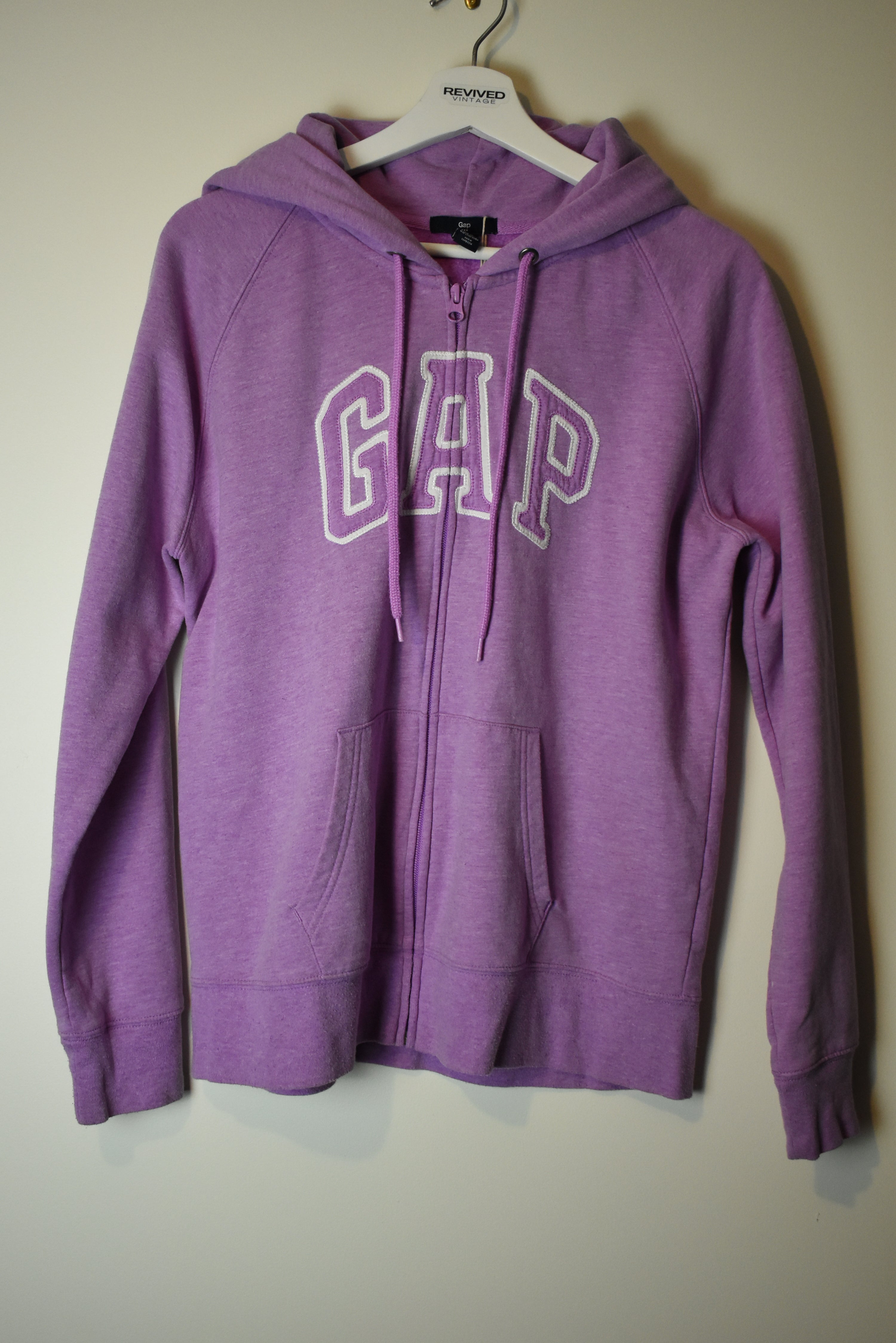 Vintage GAP Embroidered Logo Full Length Zip Hoodie XL