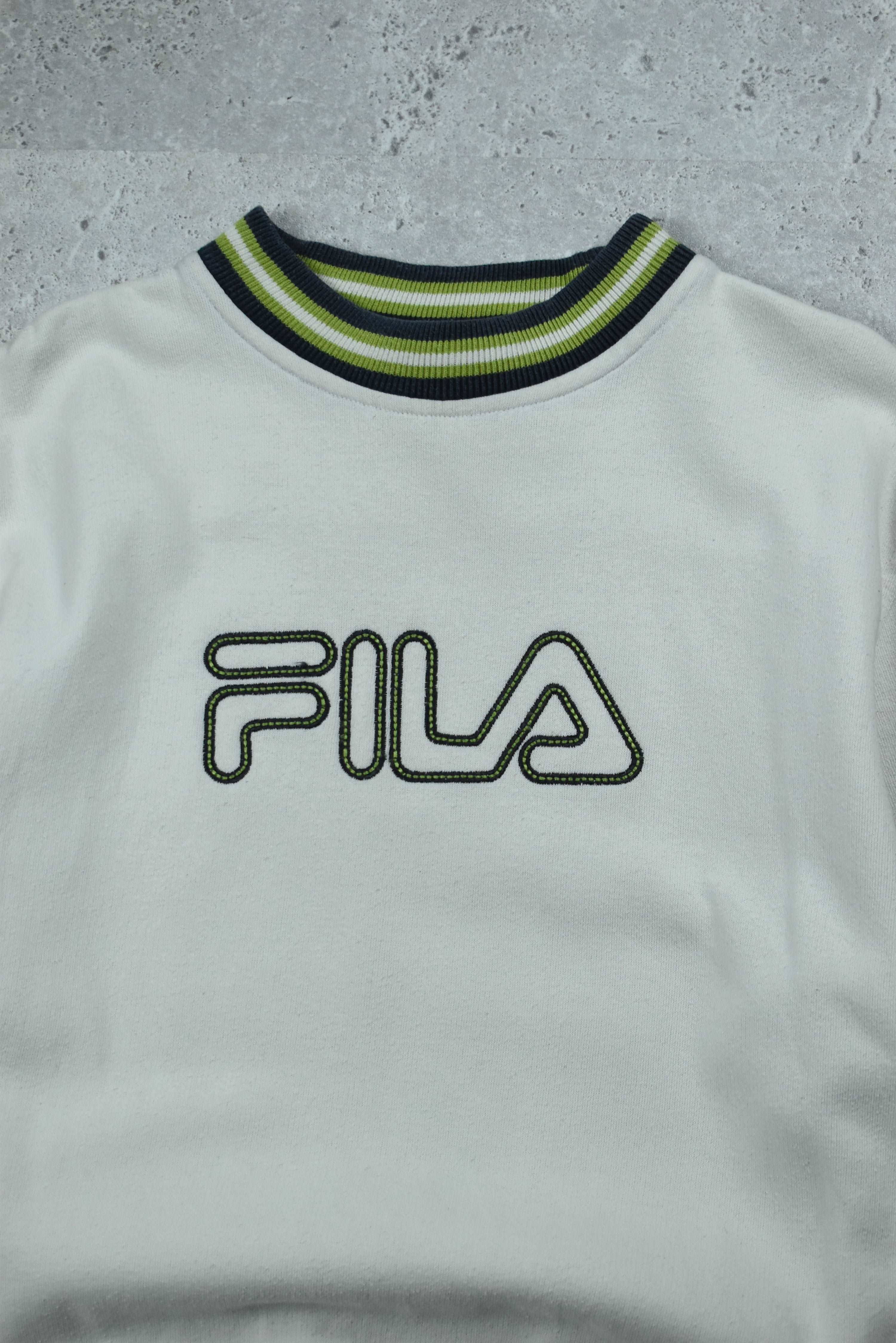 Vintage Fila Embroidered Double Neck Sweatshirt Small