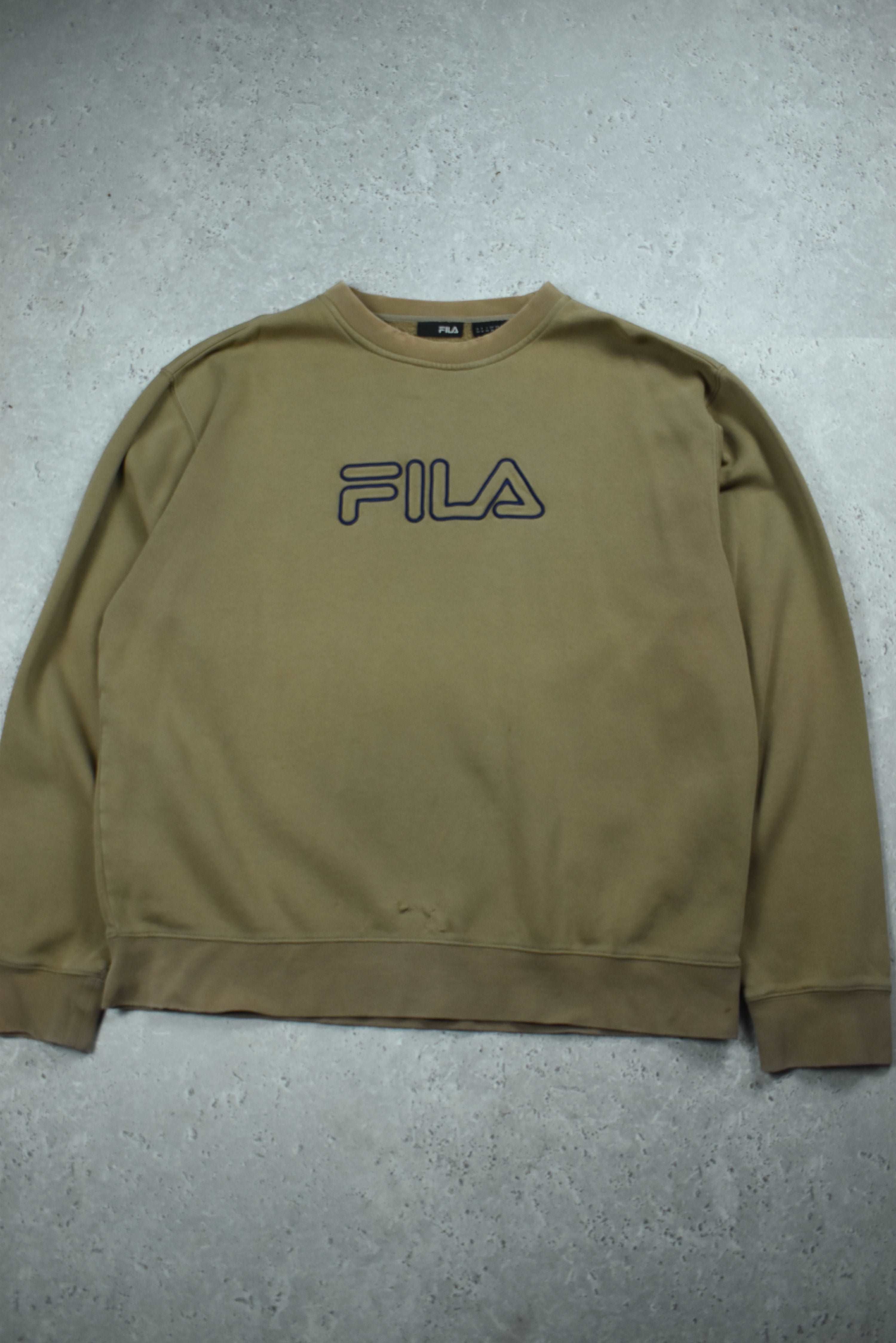 Vintage Fila Brown Embroidered Logo Sweatshirt XL
