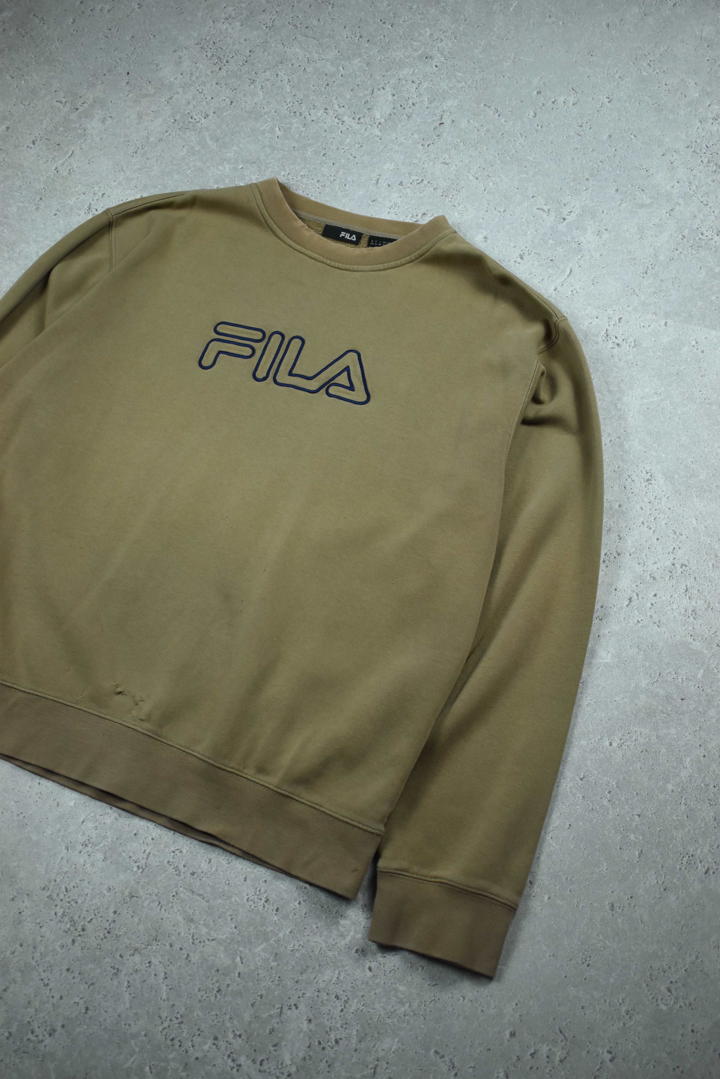 Vintage Fila Brown Embroidered Logo Sweatshirt XL