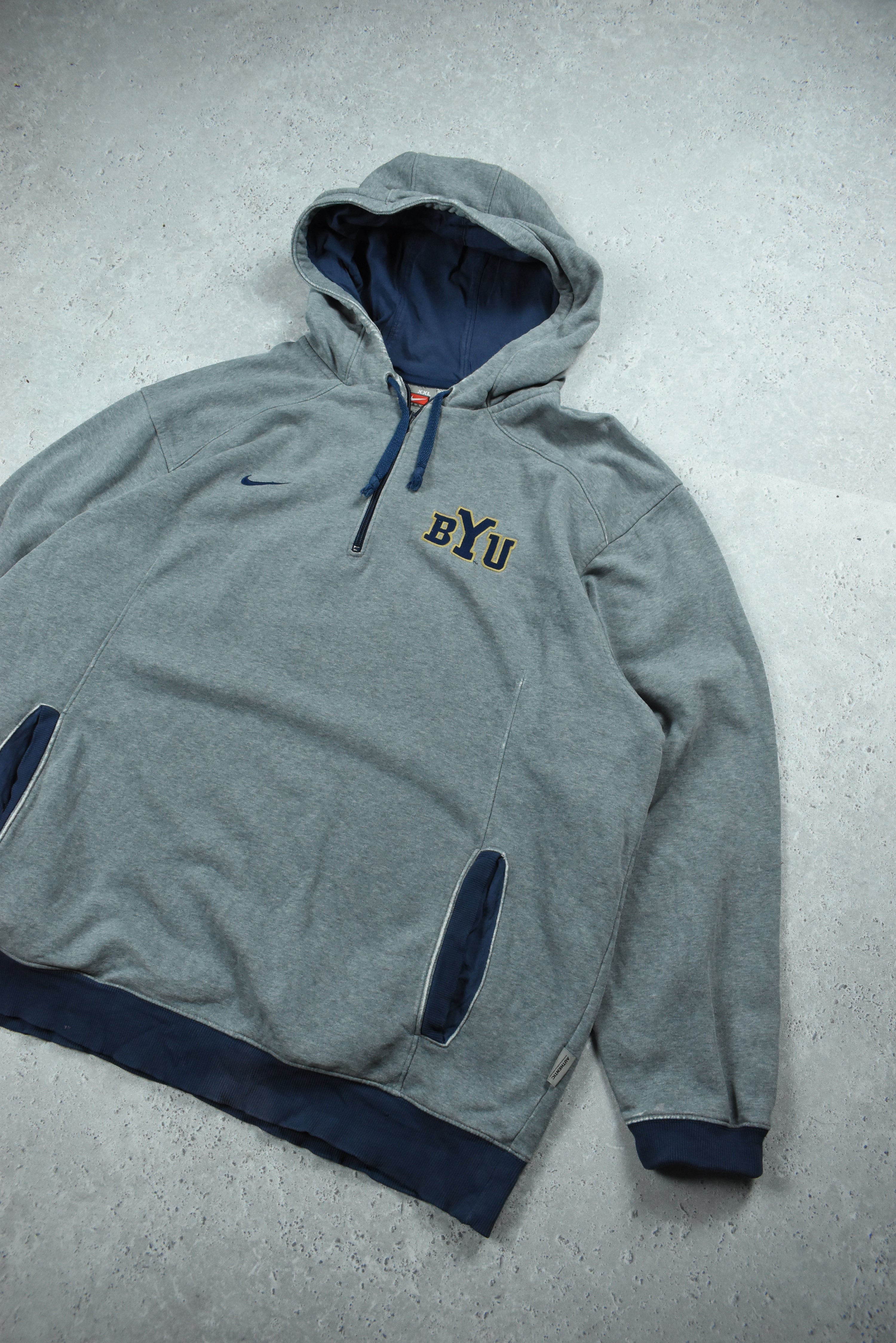 Vintage Nike Team Embroidered BYU 1/4 Zip Hoodie XXL | Vintage Clothing