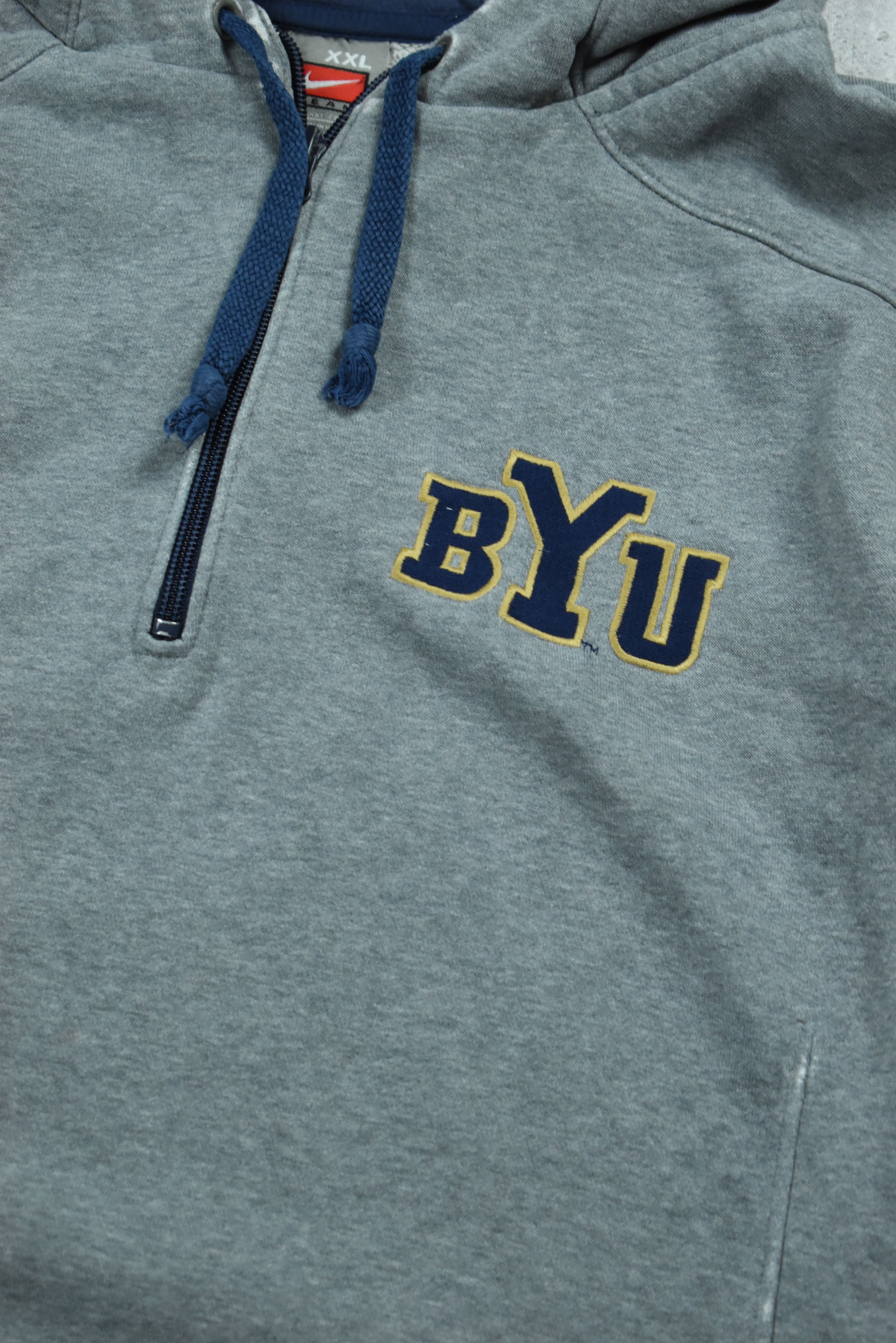 Vintage Nike Team Embroidered BYU 1/4 Zip Hoodie XXL | Vintage Clothing