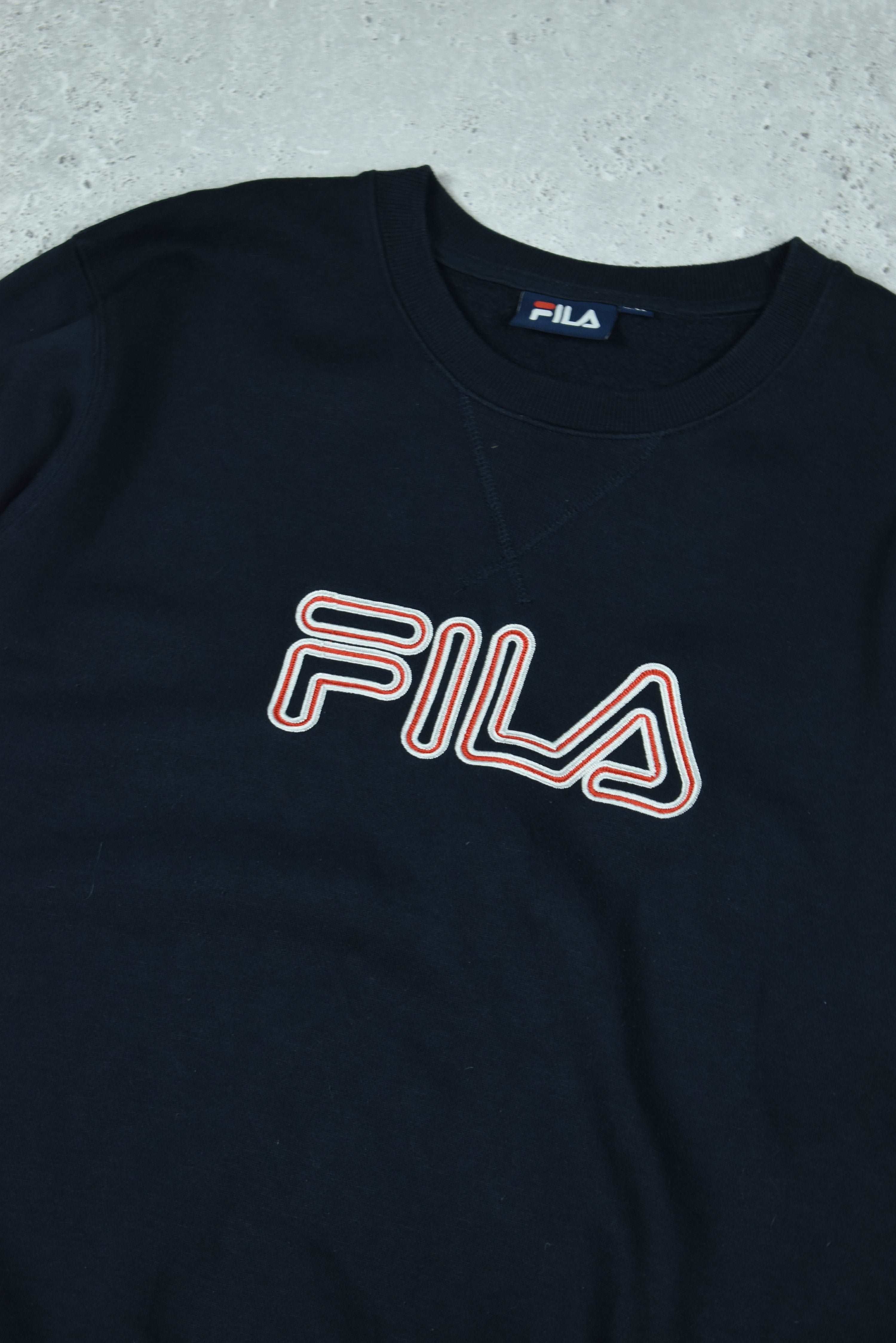 Vintage Fila Embroidered Logo Sweatshirt Large