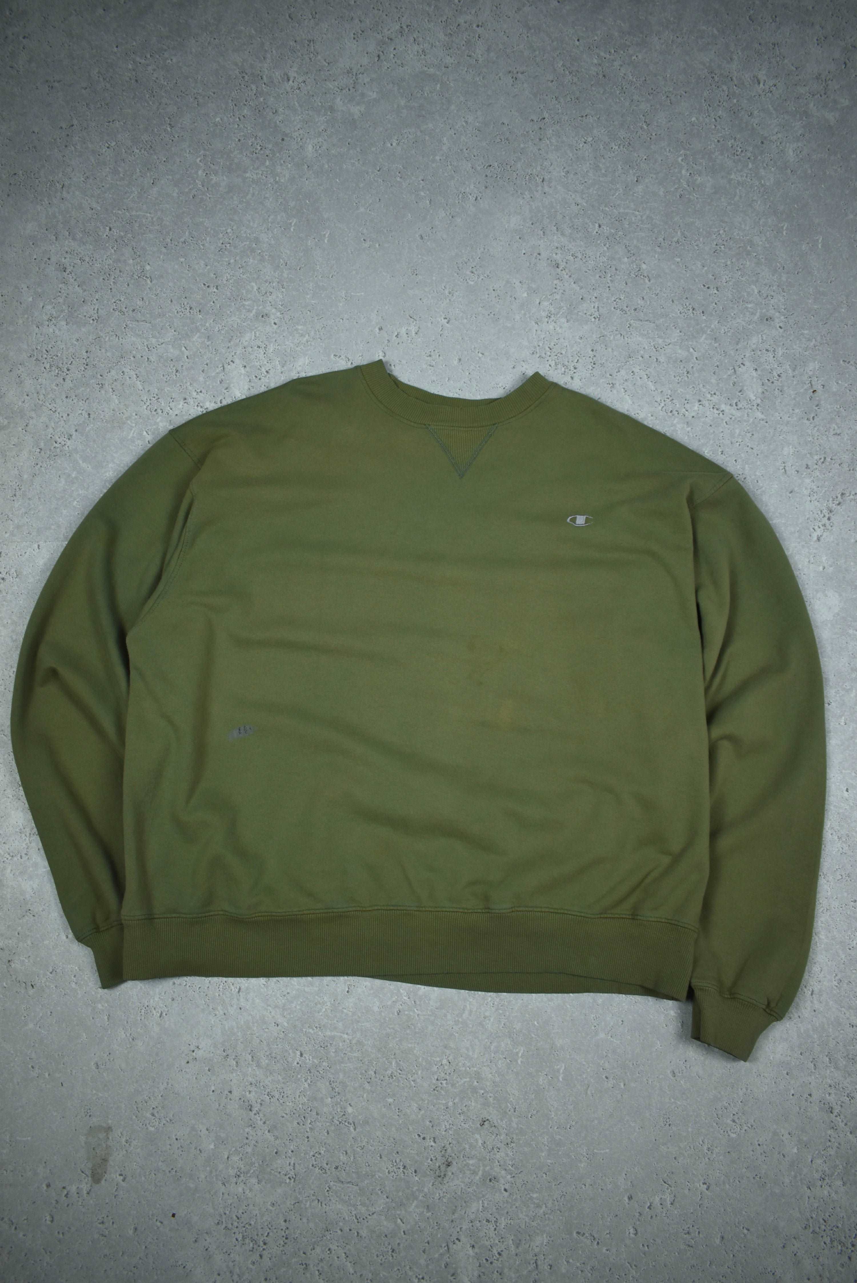 Vintage Champion Embroidered Small Logo Sweatshirt Forrest Green XXL