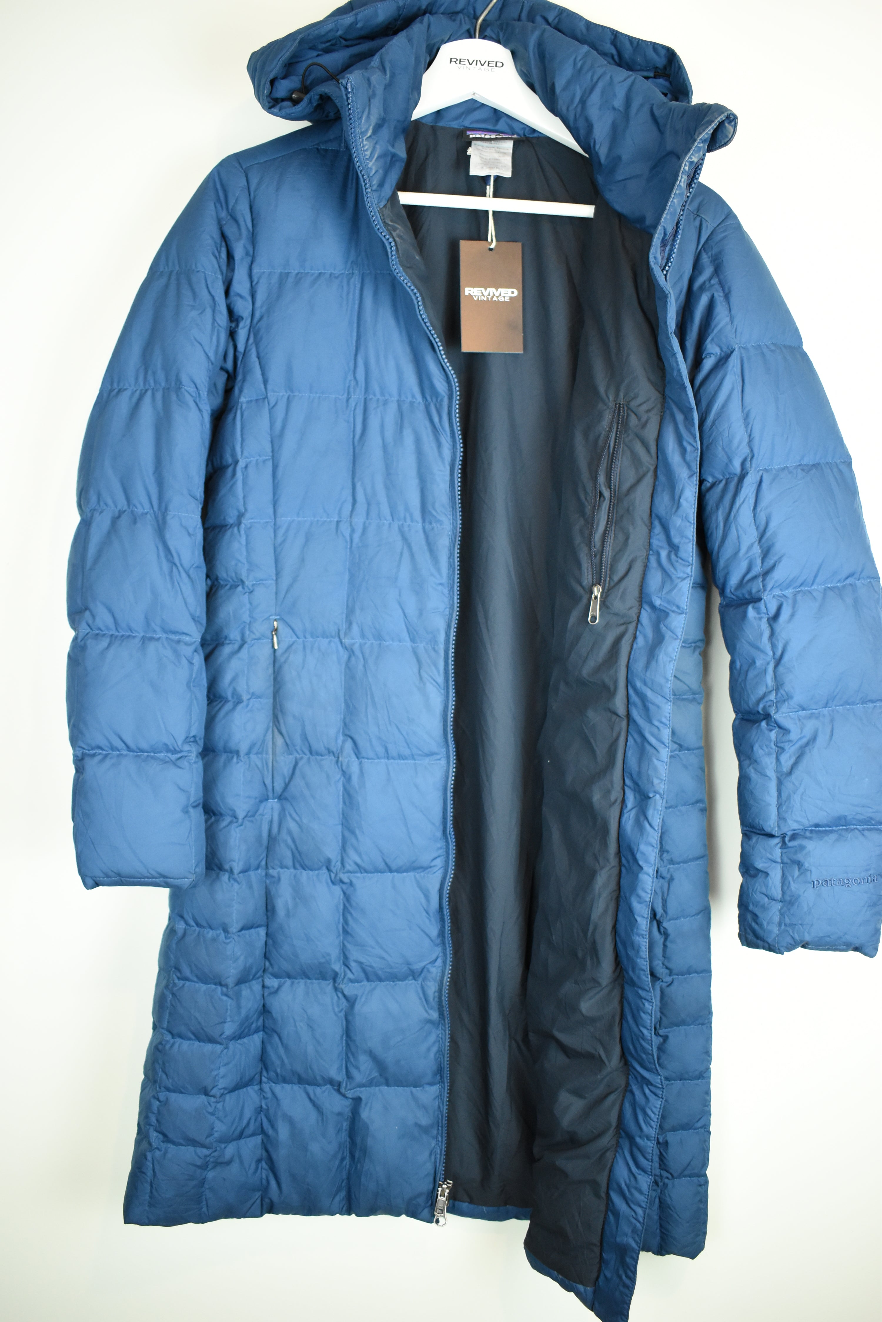 Vintage Patagonia Blue Long Puffer Jacket Small | Vintage Clothing