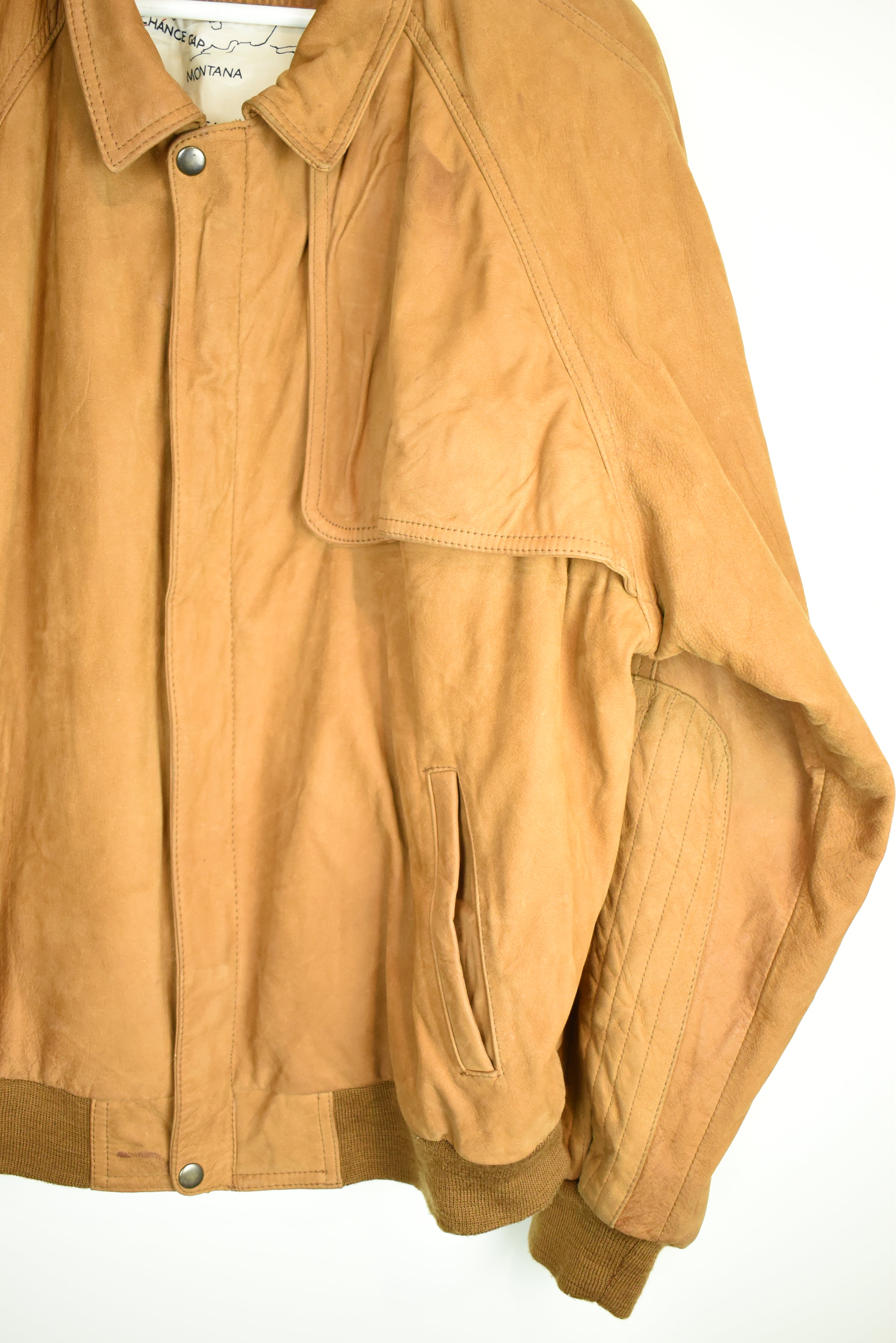Vintage Marlboro Leather Suede Tan Jacket Large | Vintage Clothing