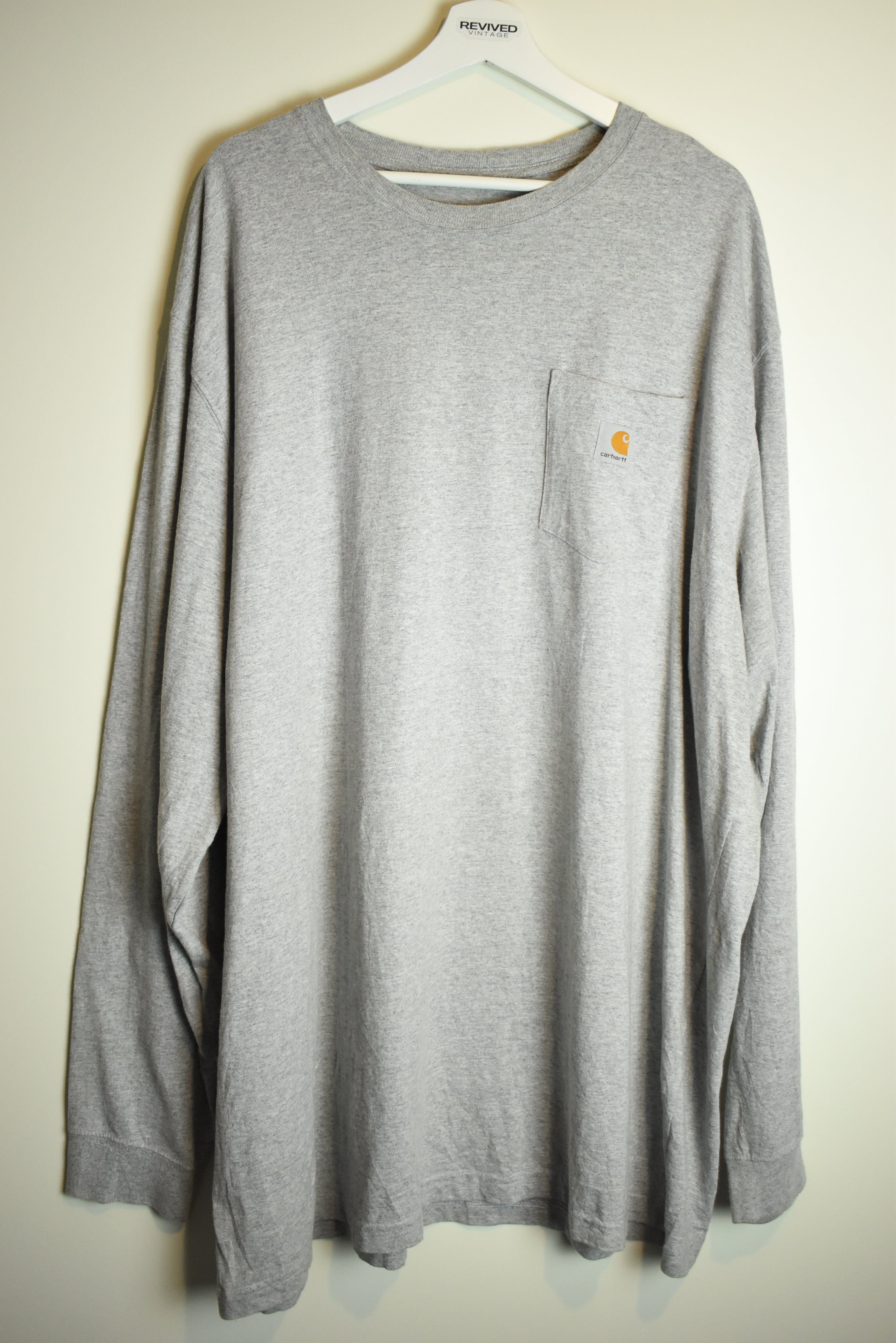 Vintage Carhartt Grey Long Sleeve Cotton Shirt Original Fit 3XL
