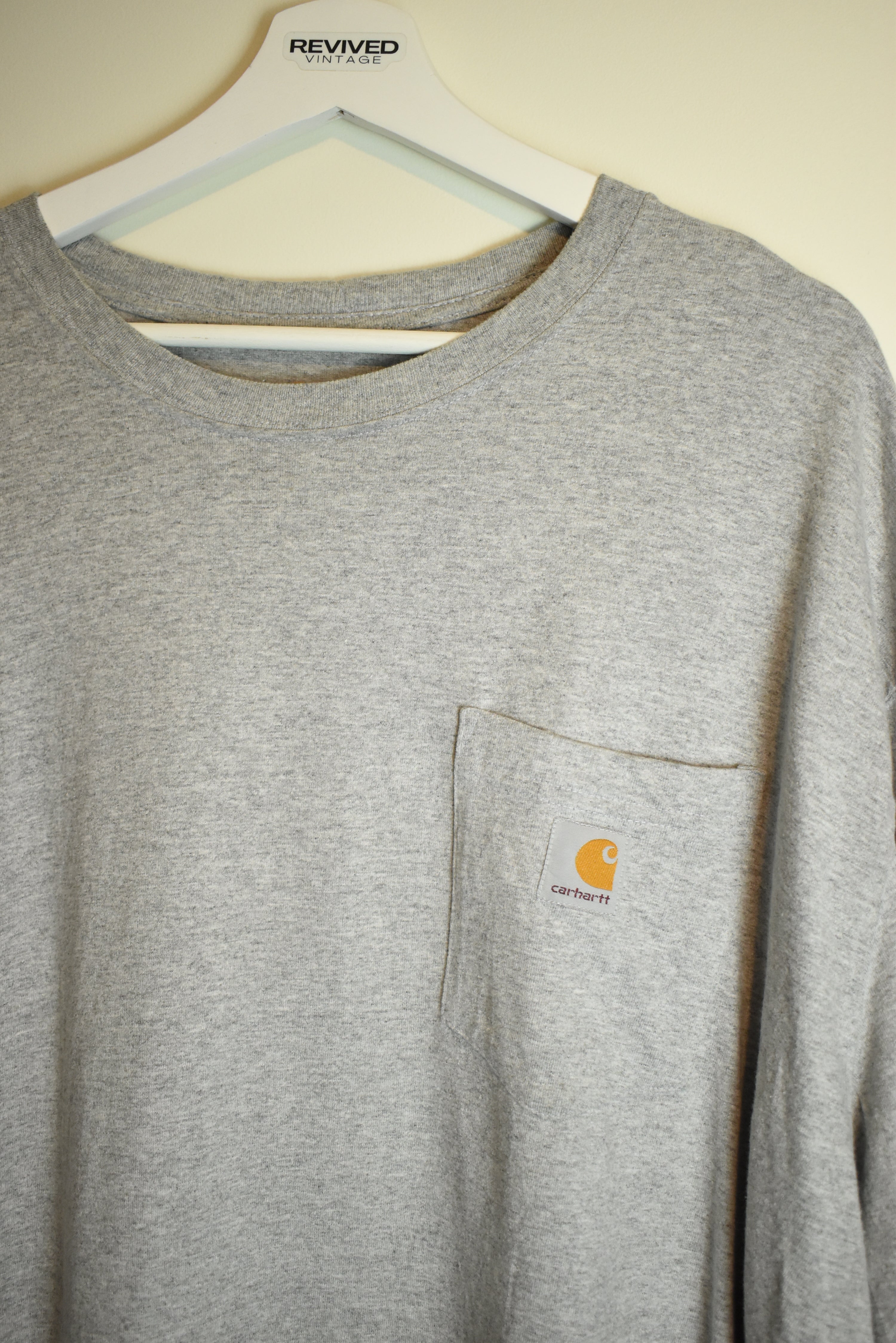Vintage Carhartt Grey Long Sleeve Cotton Shirt Original Fit 3XL