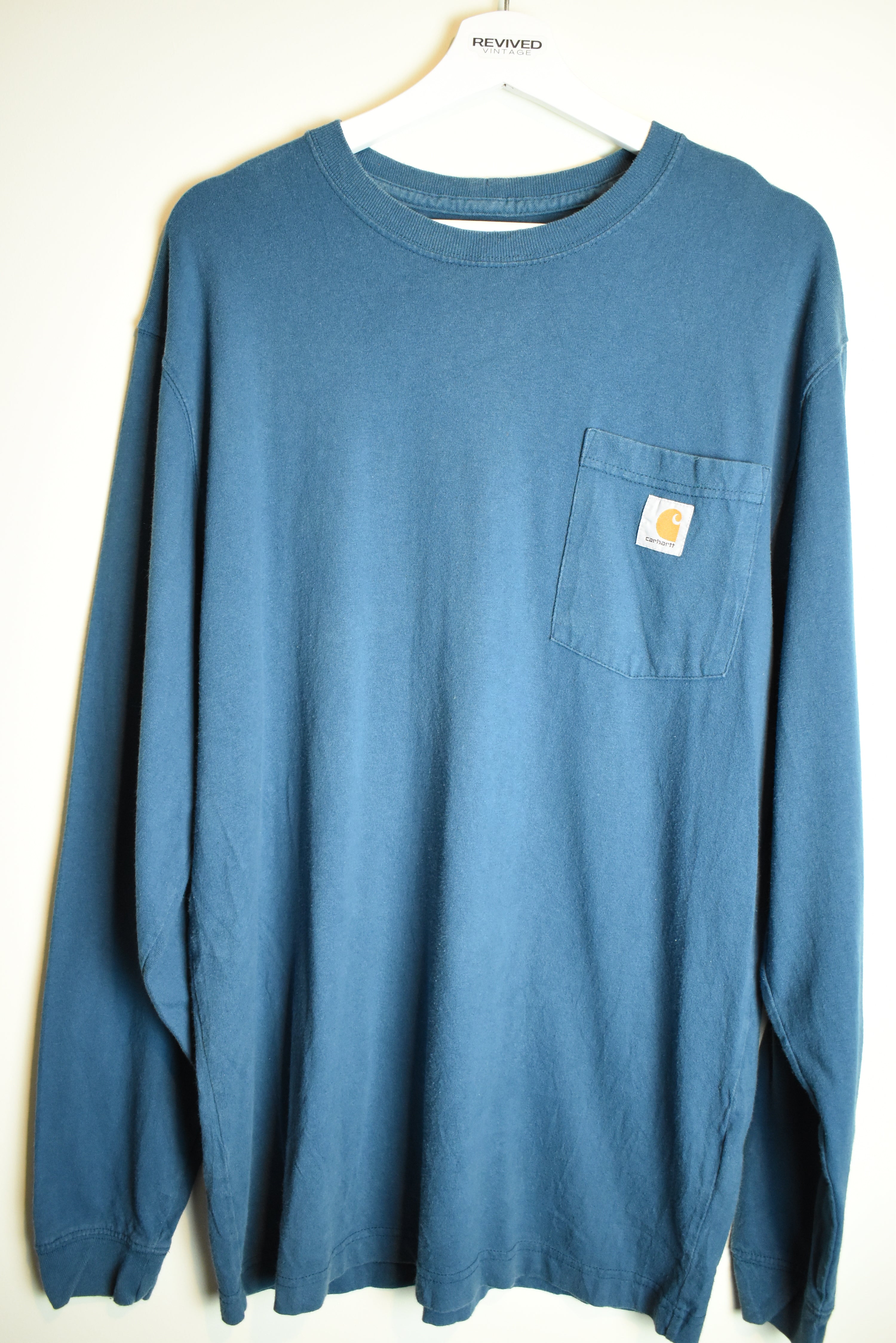 Vintage Carhartt Blue Long Sleeve Cotton Shirt Original Fit Medium