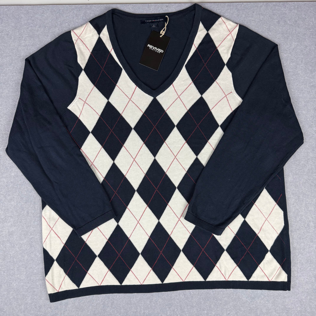 Vintage Tommy Hilfiger Sweater Diamond Pattern Knit XL