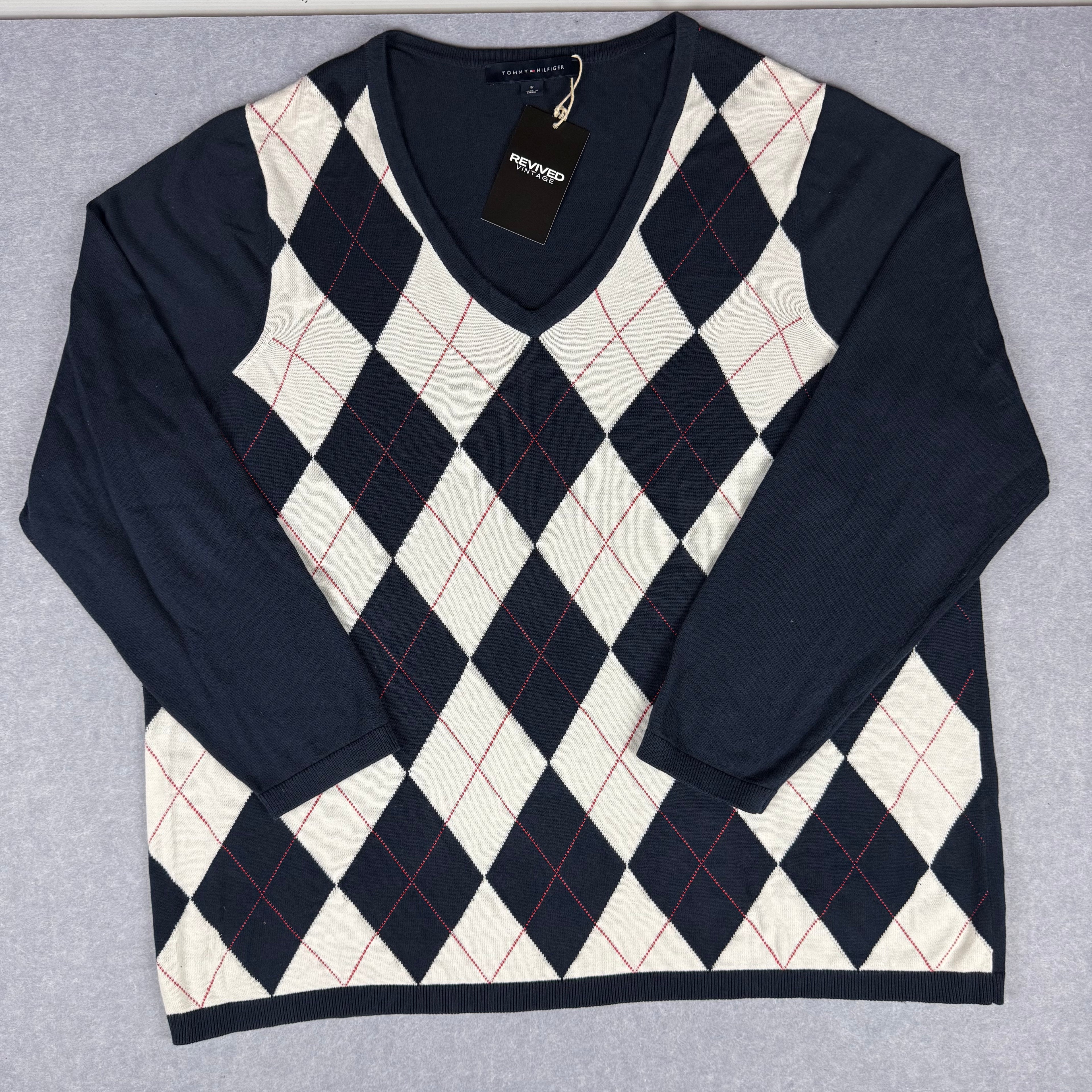 Vintage Tommy Hilfiger Sweater Diamond Pattern Knit XL