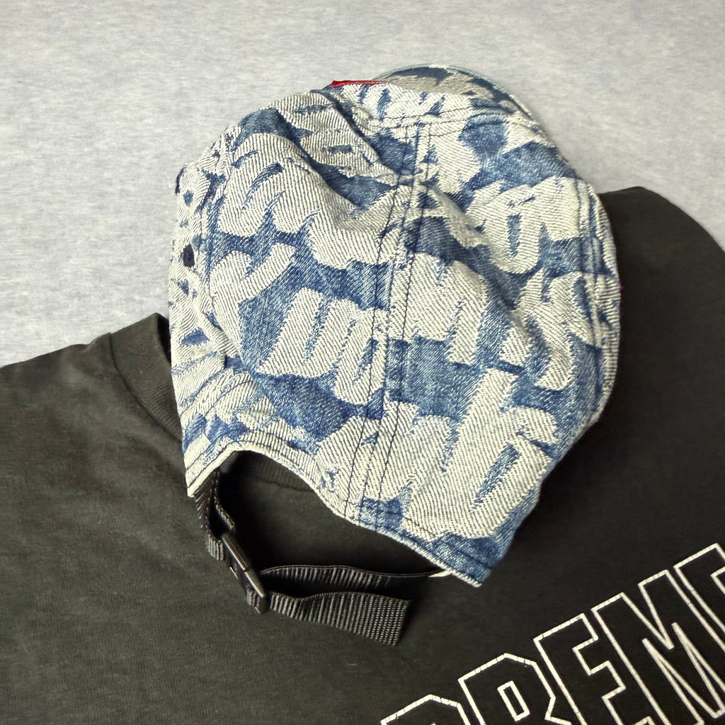 Supreme Fat Tip Jacquard Denim Camp Cap SS22.