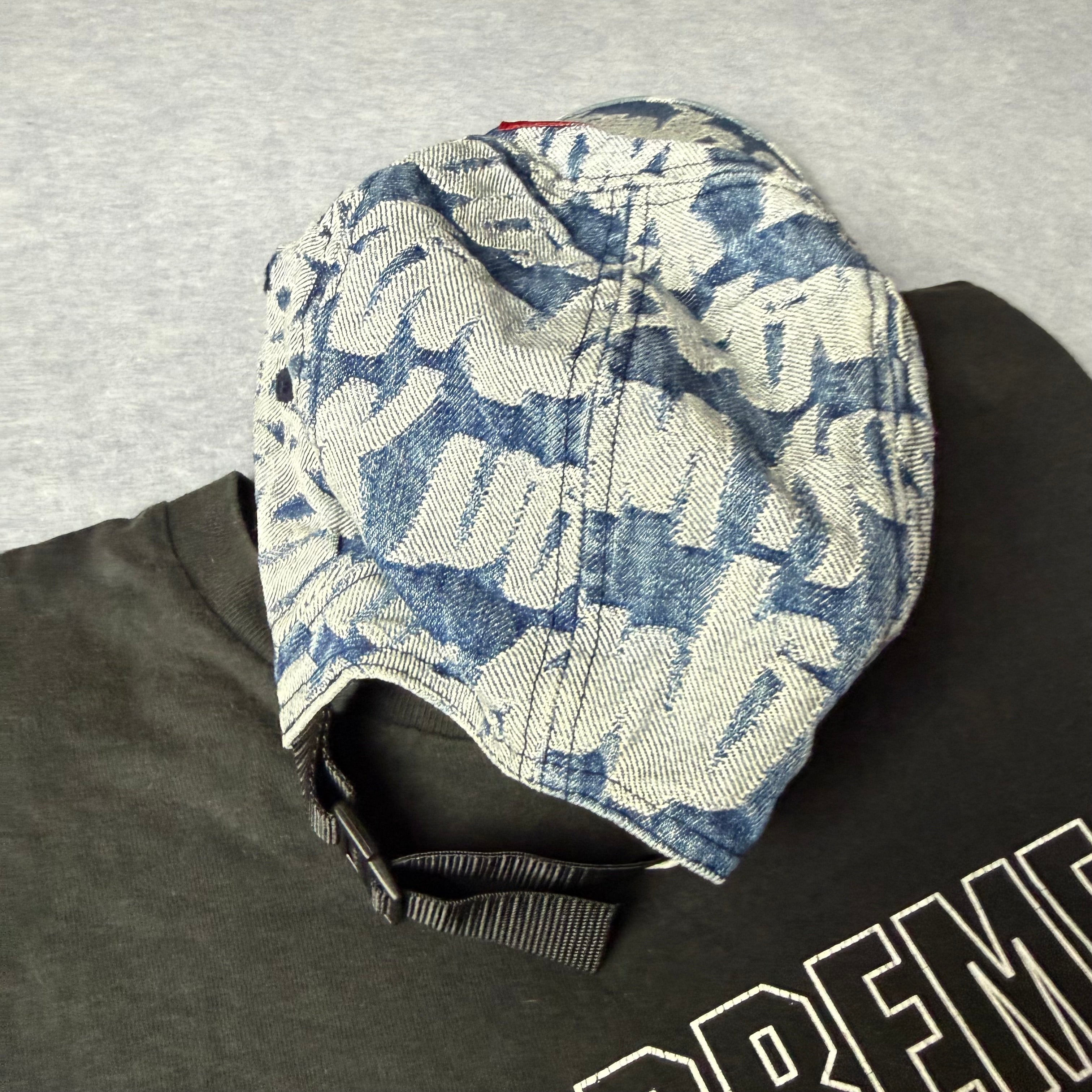 Supreme Fat Tip Jacquard Denim Camp Cap SS22.
