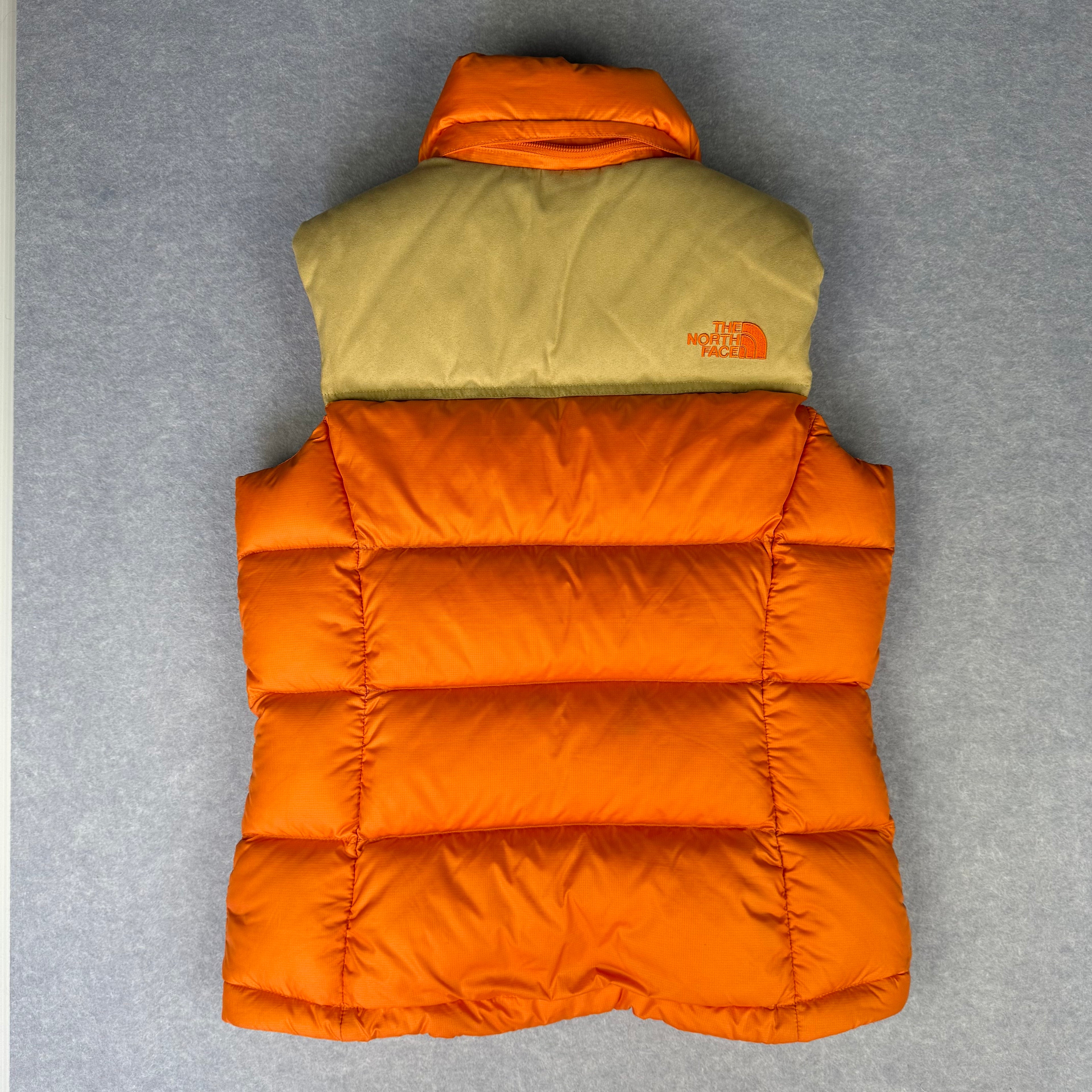 VINTAGE The North Face 1996 Nupste Down Vest Womens size XS Orange and Tan