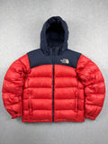 Vintage The North Face 700 Nuptse 2 Hooded Jacket Red and Blue - Medium Men's