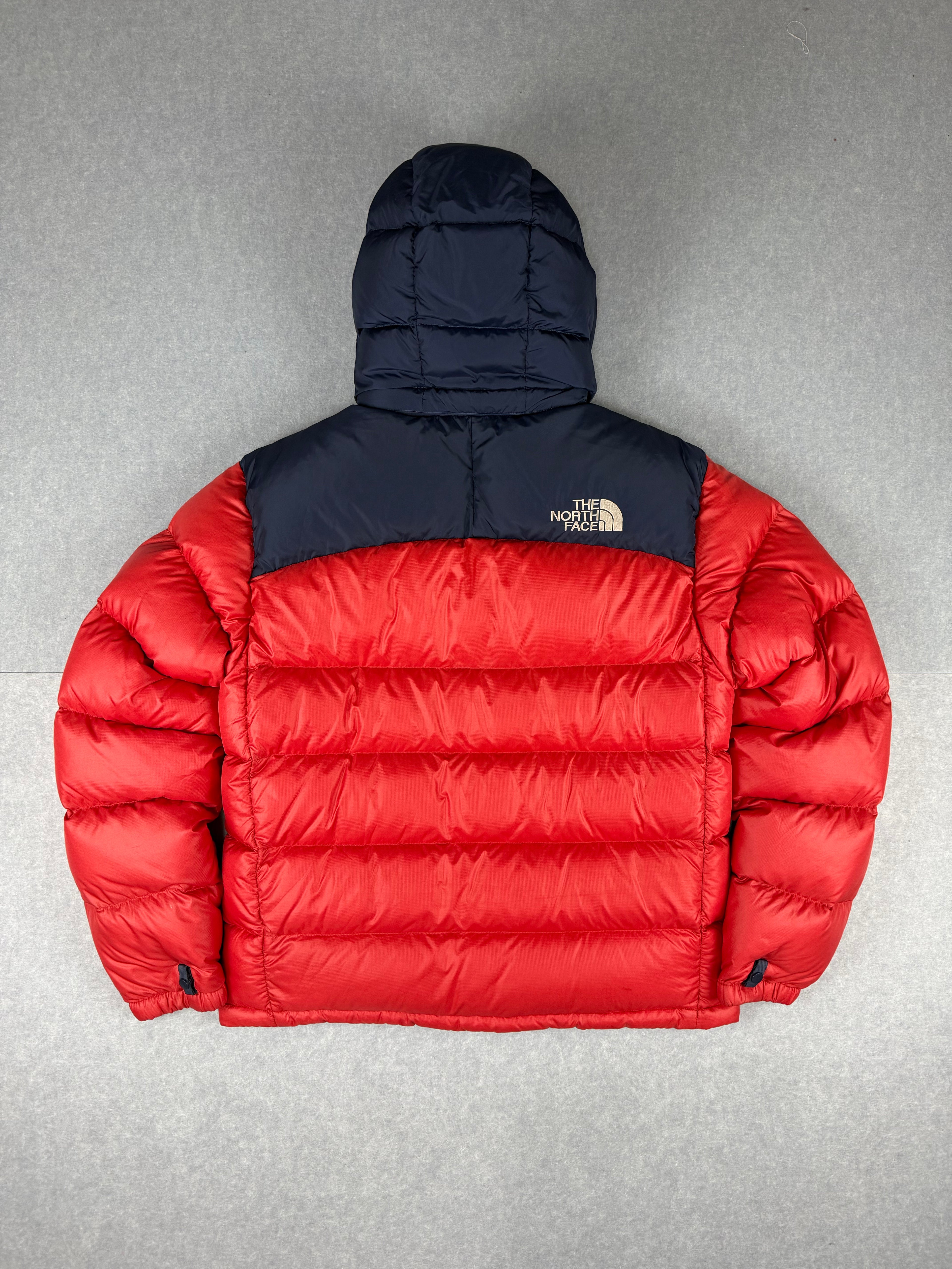 Vintage The North Face 700 Nuptse 2 Hooded Jacket Red and Blue - Medium Men's