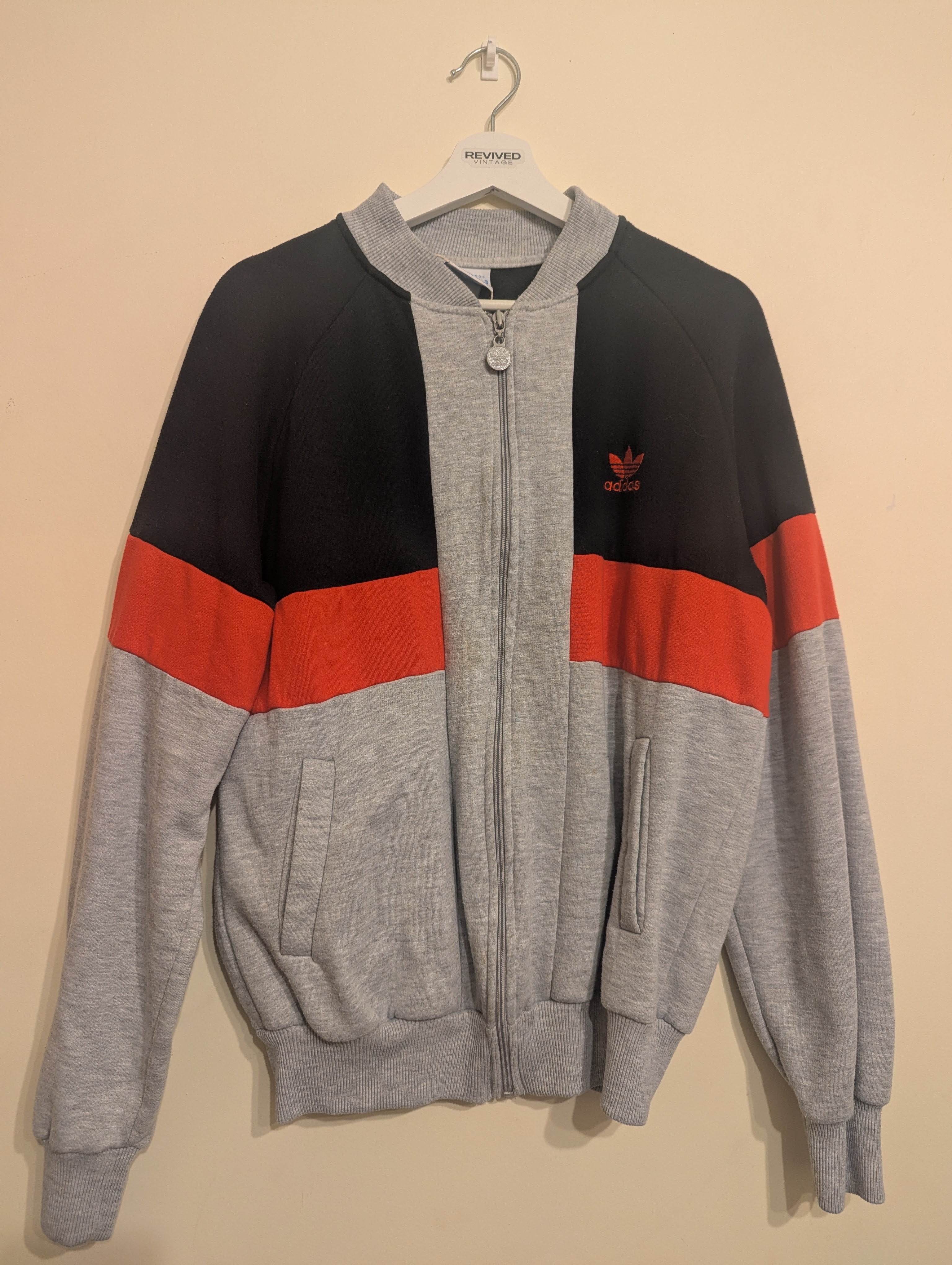 Vintage Adidas Track Zip Jacket Red Black and Grey