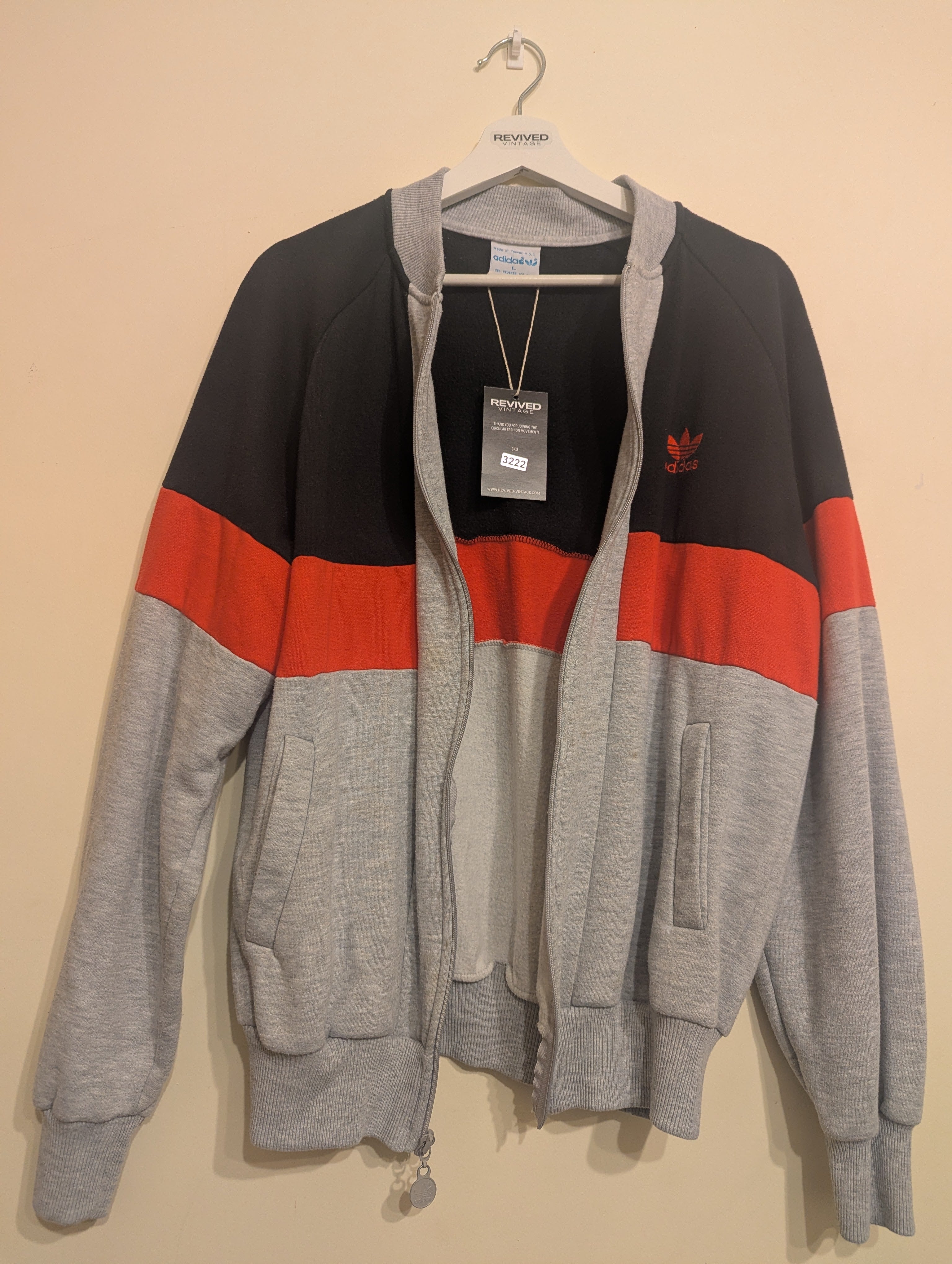 Vintage Adidas Track Zip Jacket Red Black and Grey