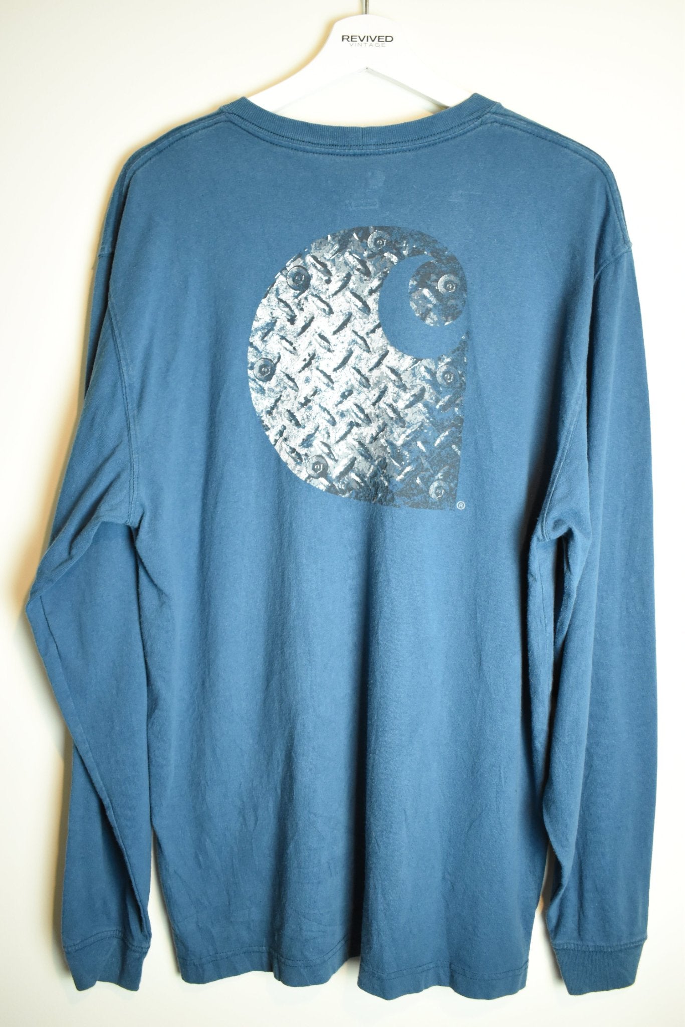 Vintage Carhartt Blue Long Sleeve Cotton Shirt Original Fit Medium