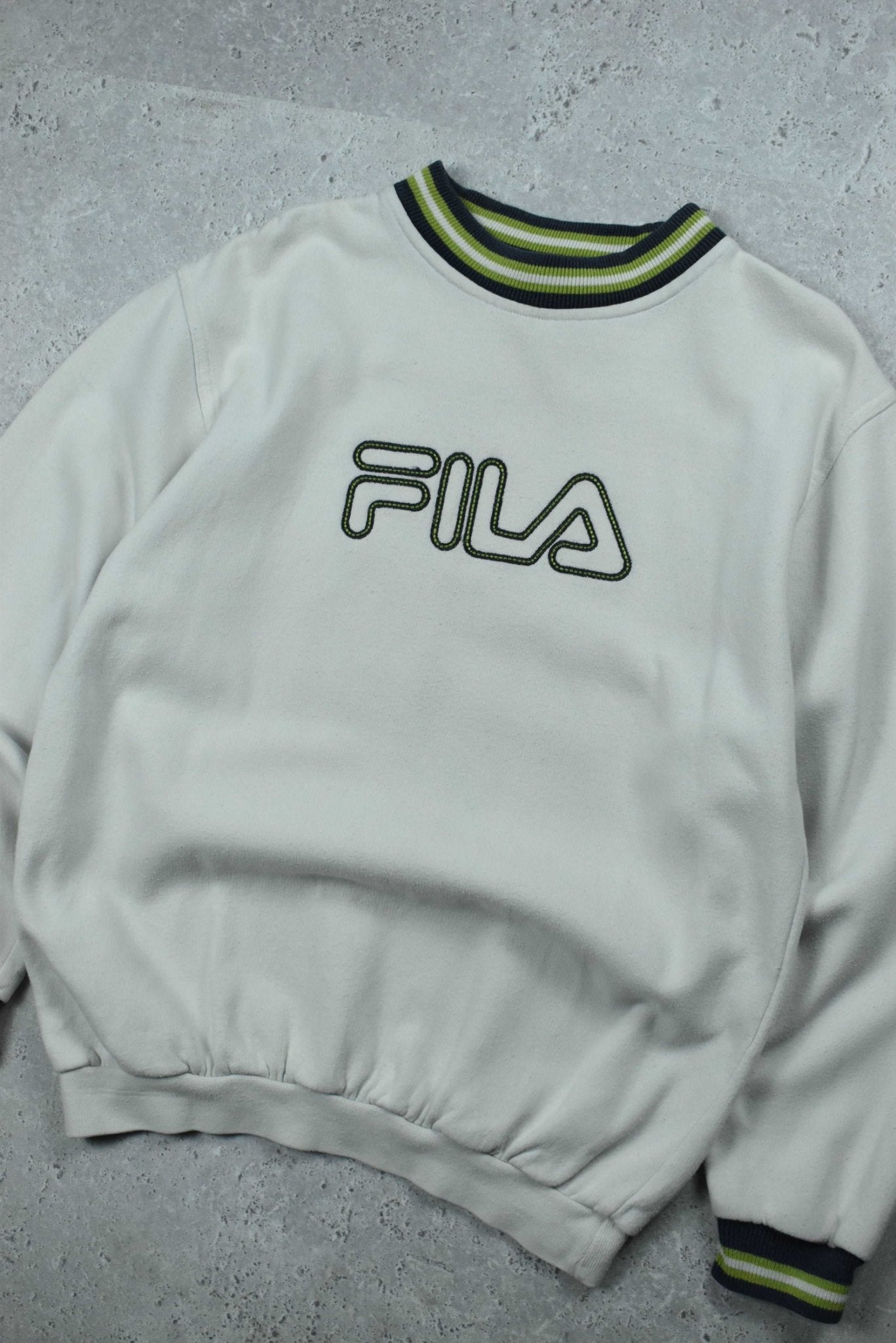 Vintage Fila Embroidered Double Neck Sweatshirt Small